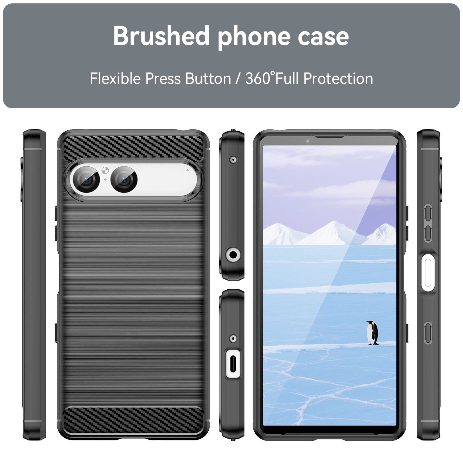 Sony Xperia 10 VII Carbon Fibre TPU Case Slim Shockproof Cover Black