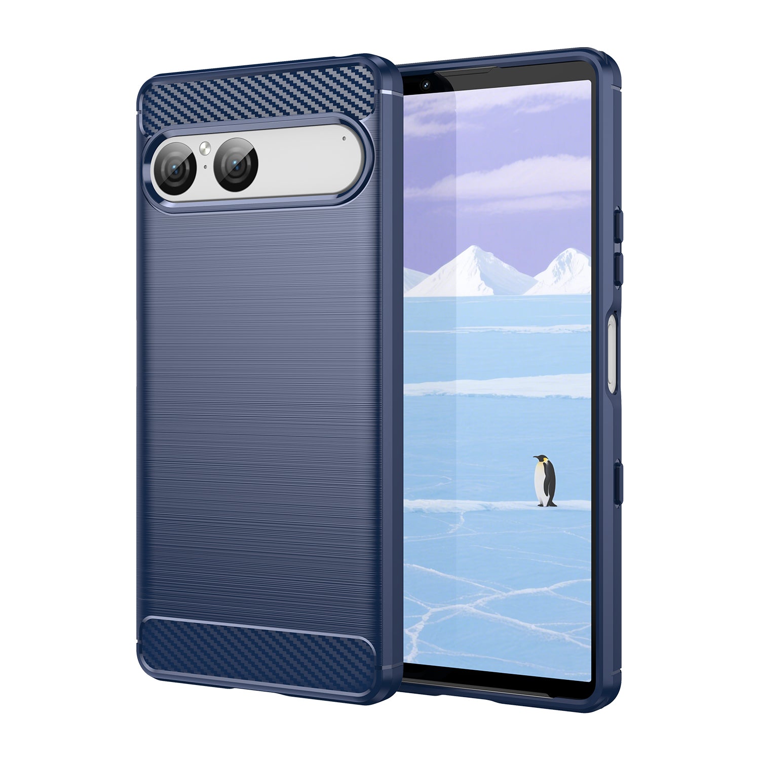 Sony Xperia 10 VII Carbon Fibre TPU Case Slim Shockproof Cover Navy
