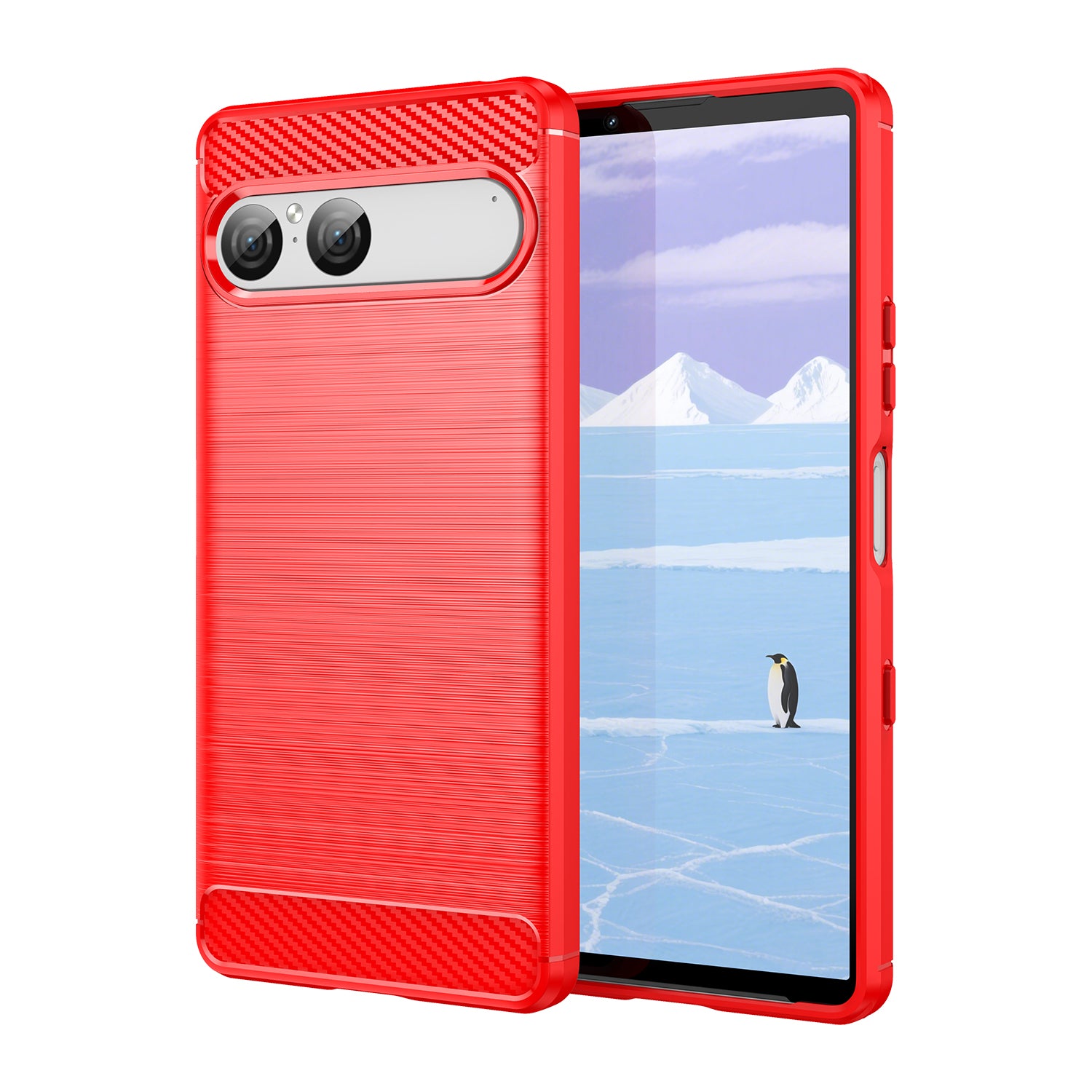 Sony Xperia 10 VII Carbon Fibre TPU Case Slim Shockproof Cover Red