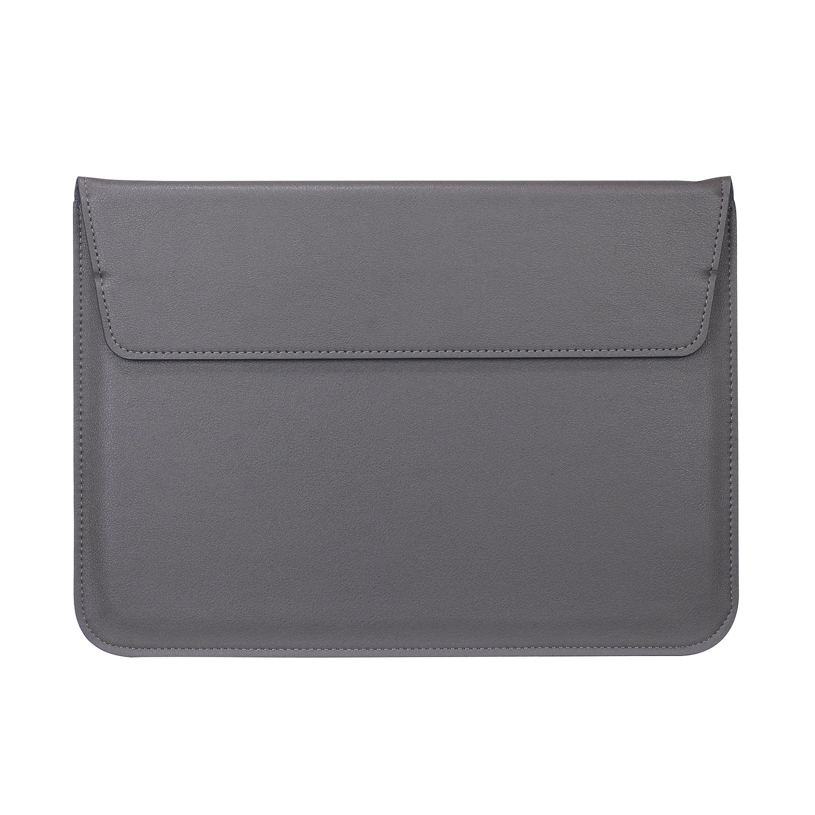 15-16" Laptop Sleeve with Foldable Stand - Premium PU Leather - Grey