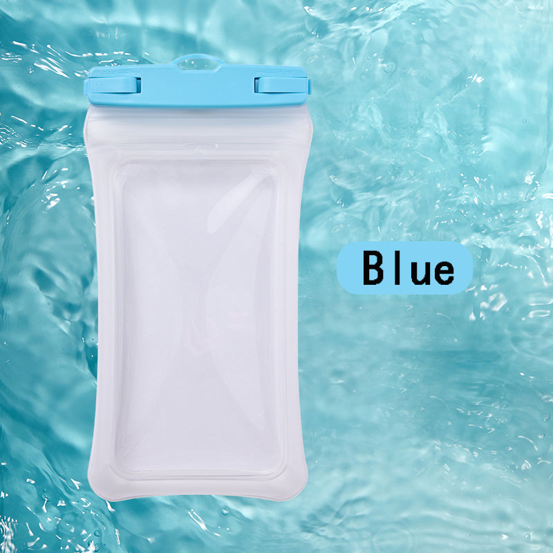 Universal 7.2" Waterproof Phone Pouch - Air Cushion, Strap - Blue