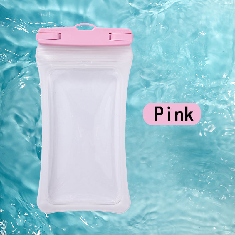 Universal 7.2" Waterproof Phone Pouch - Air Cushion, Strap - Pink