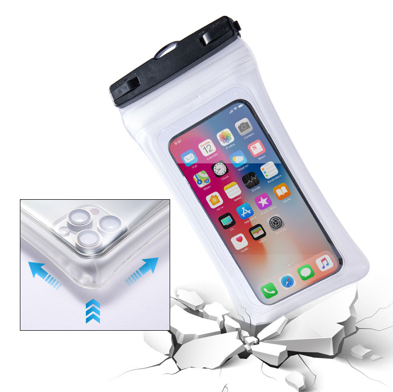Universal 7.2" Waterproof Phone Pouch - Air Cushion, Strap - Blue