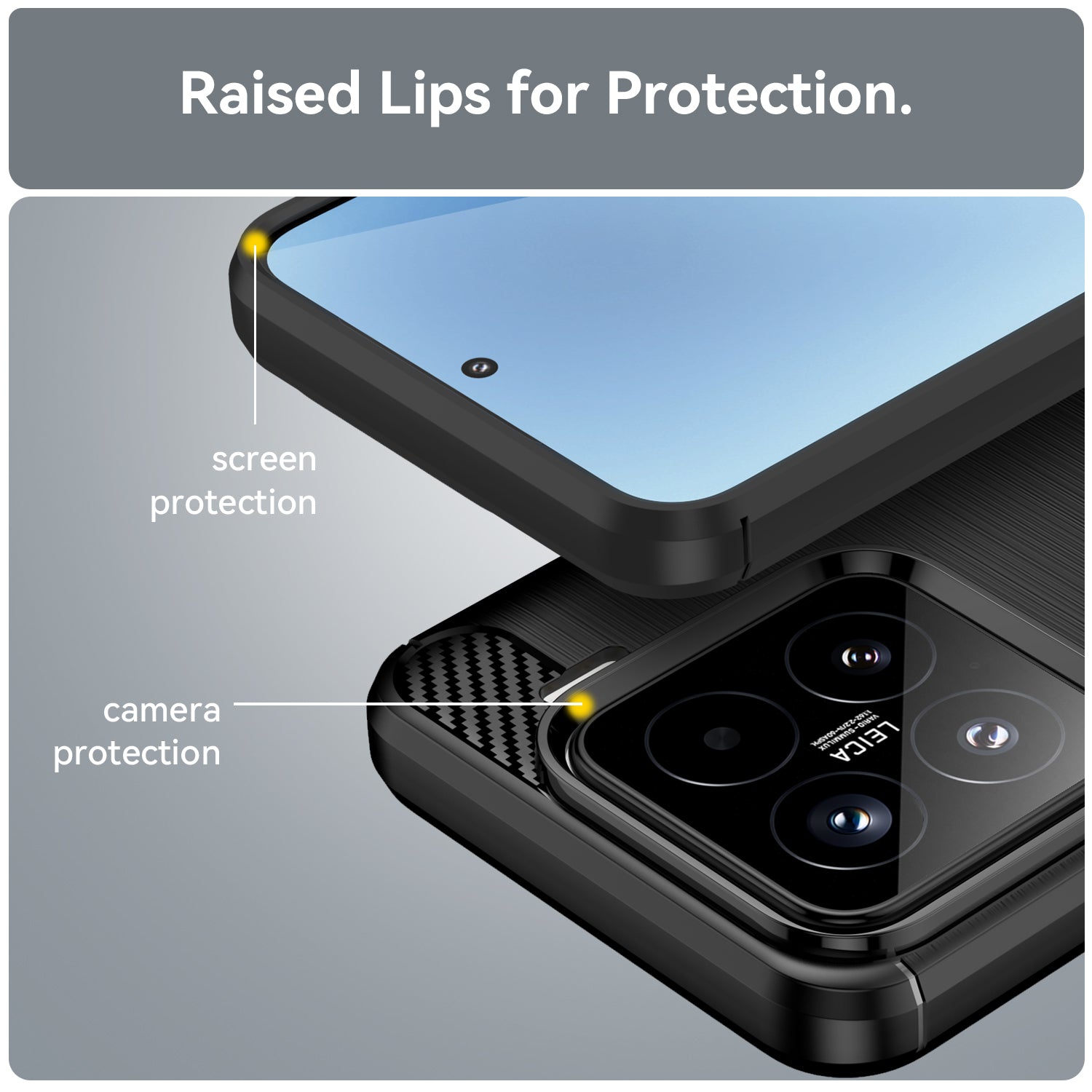 Xiaomi 15 Carbon Fibre TPU Case Slim Shockproof Cover Black