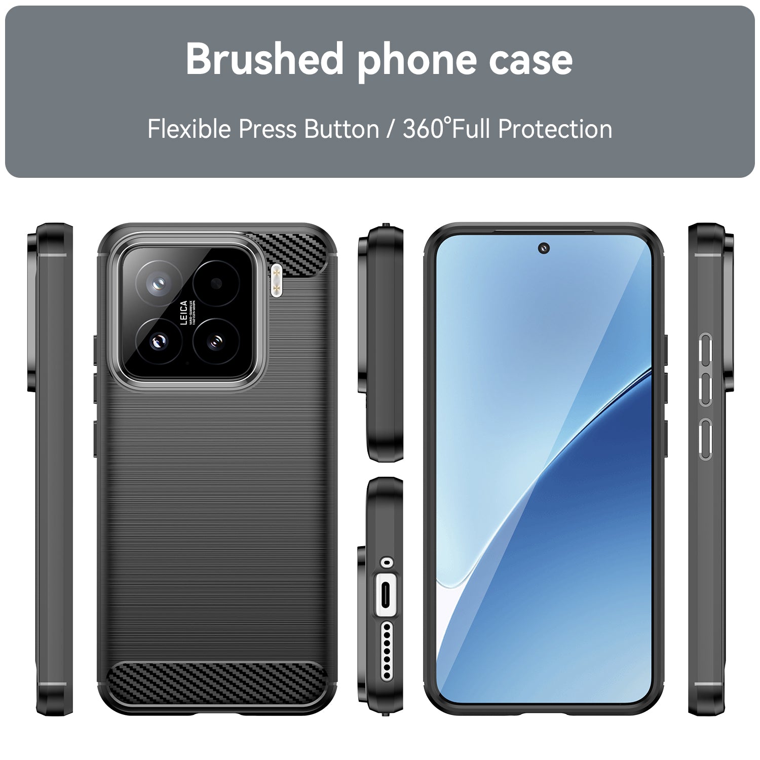 Xiaomi 15 Carbon Fibre TPU Case Slim Shockproof Cover Black