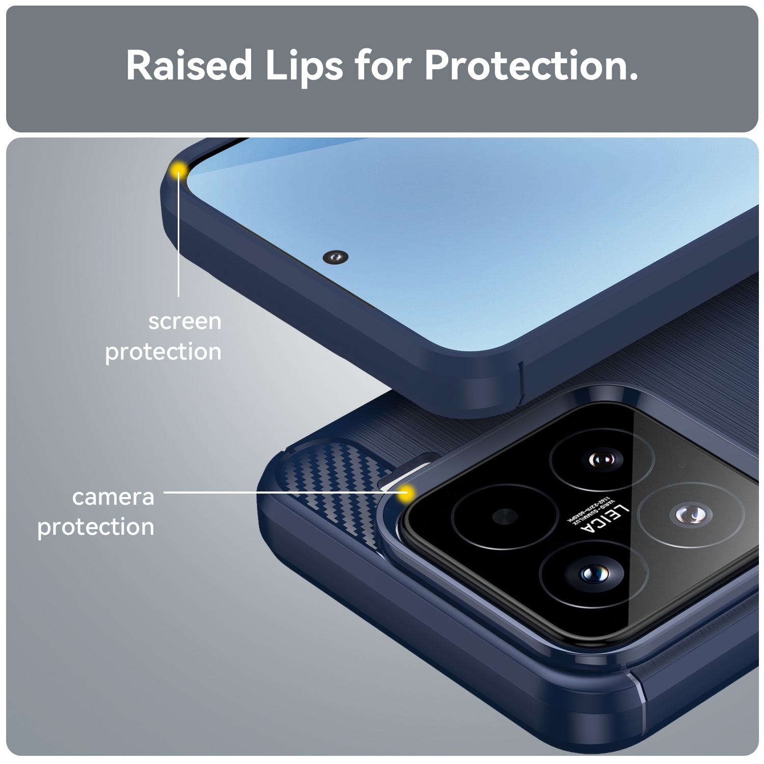 Xiaomi 15 Carbon Fibre TPU Case Slim Shockproof Cover Navy