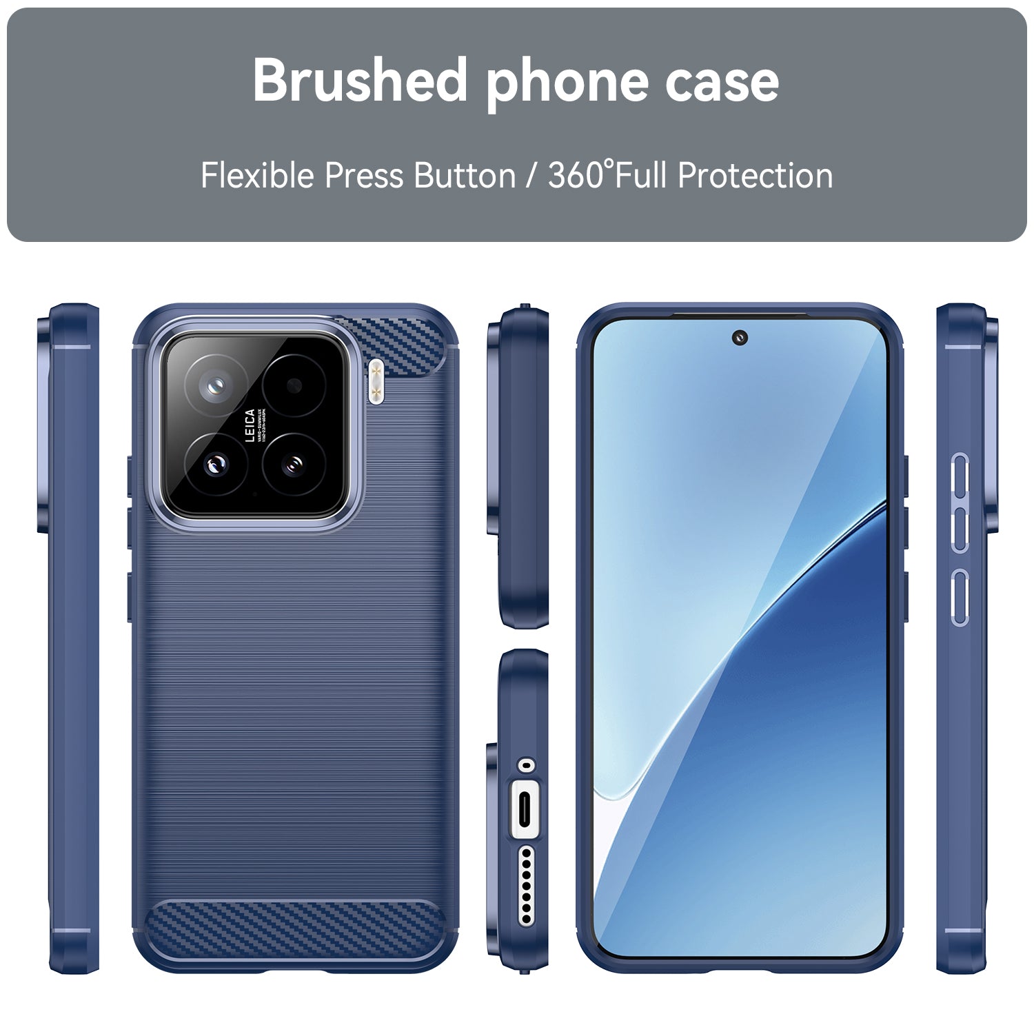 Xiaomi 15 Carbon Fibre TPU Case Slim Shockproof Cover Navy