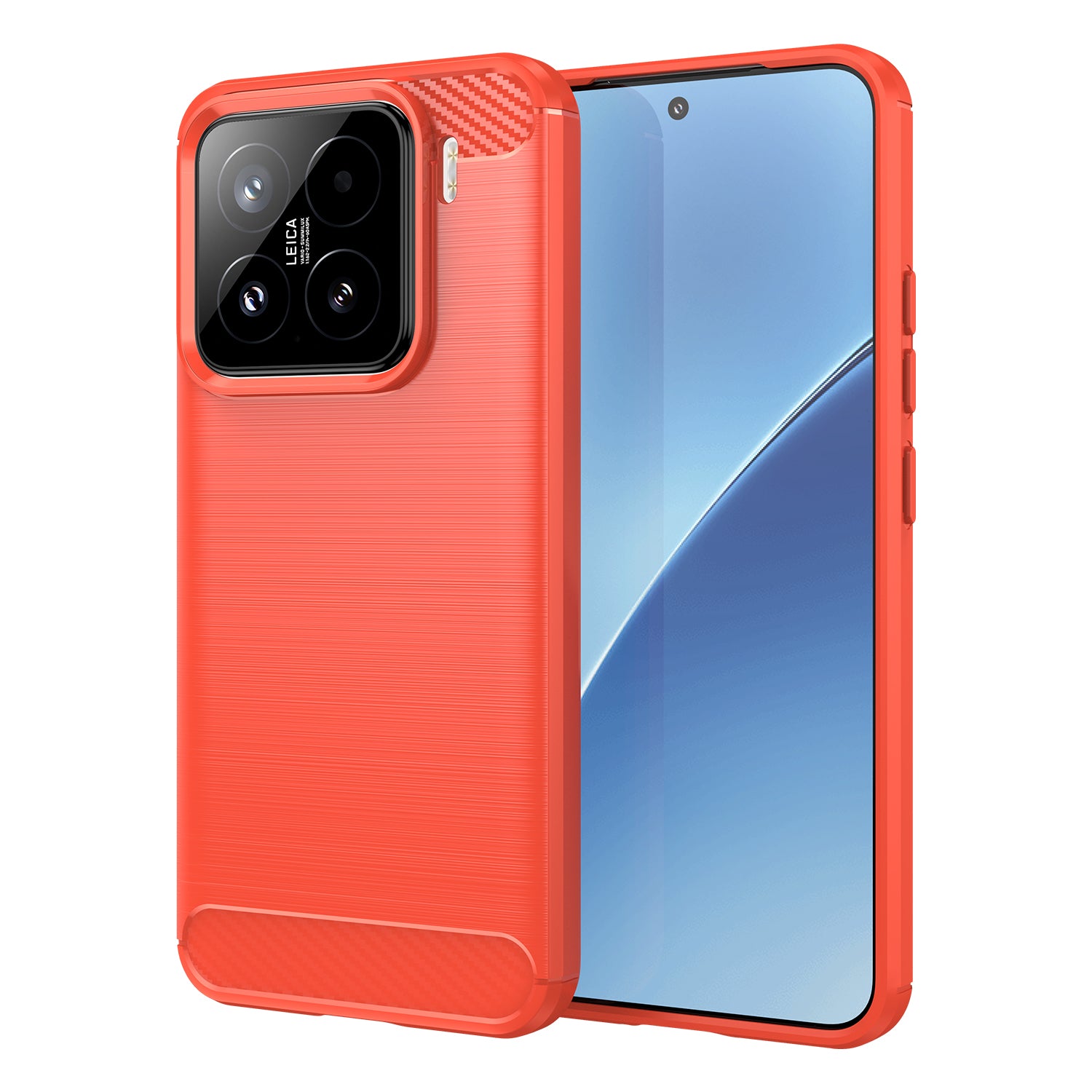 Xiaomi 15 Carbon Fibre TPU Case Slim Shockproof Cover Red