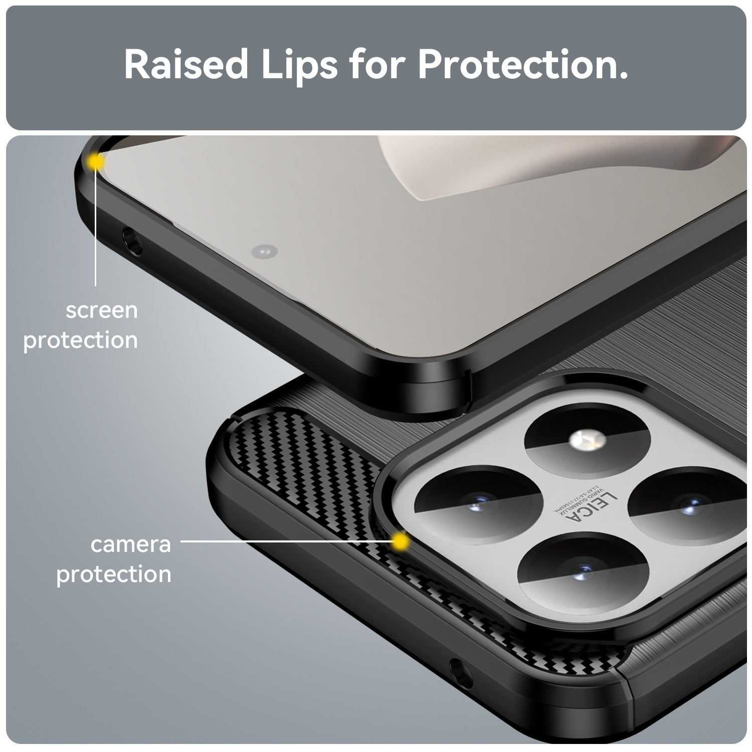 Xiaomi 15T Carbon Fibre TPU Case Slim Shockproof Cover Black