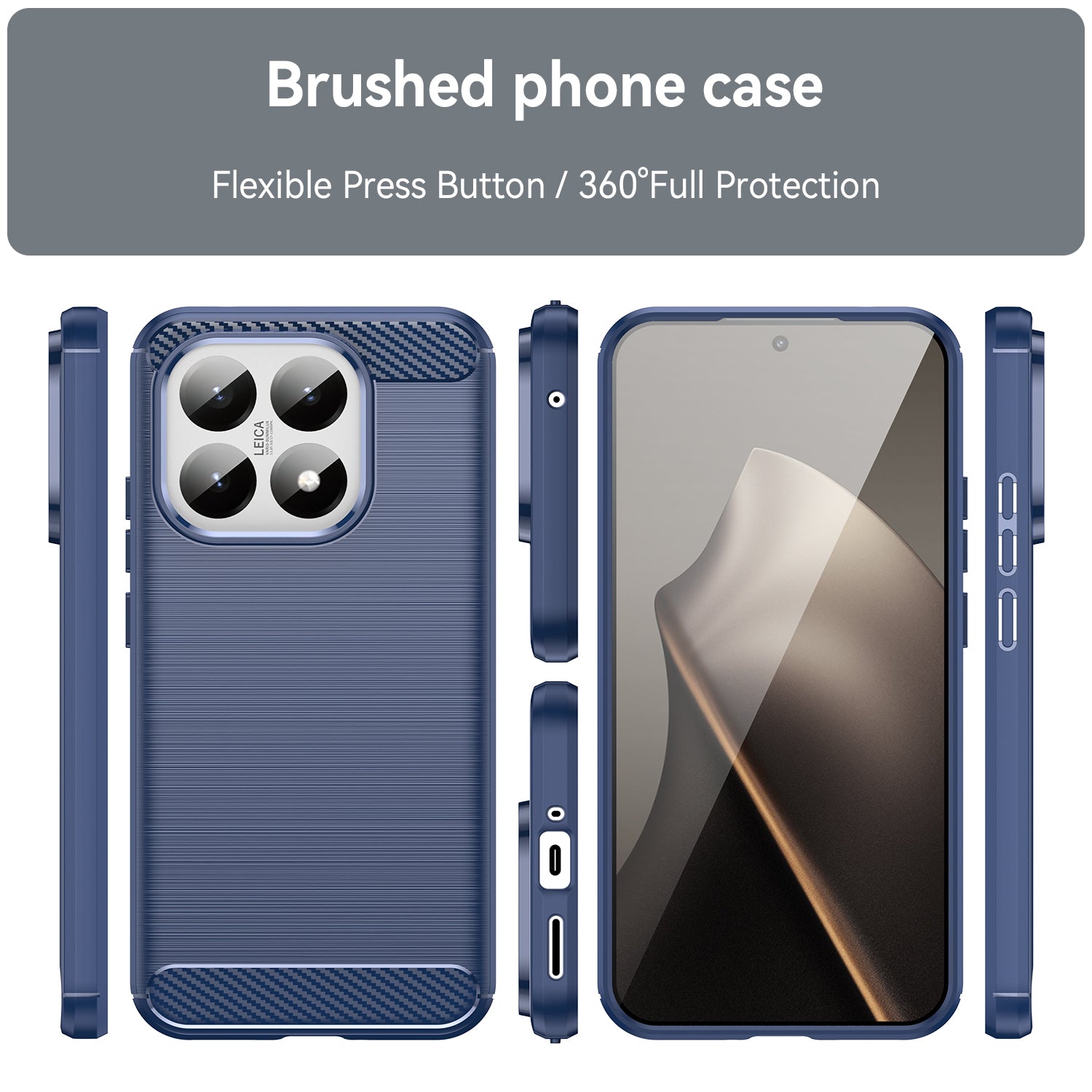 Xiaomi 15T Carbon Fibre TPU Case Slim Shockproof Cover Navy
