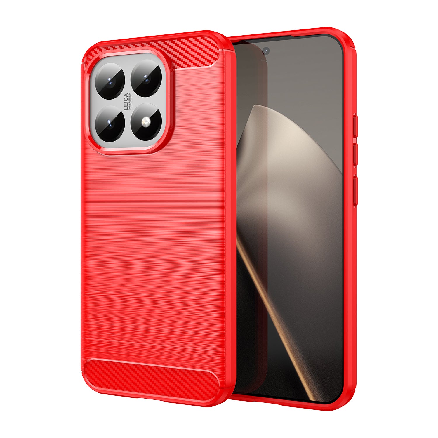 Xiaomi 15T Carbon Fibre TPU Case Slim Shockproof Cover Red