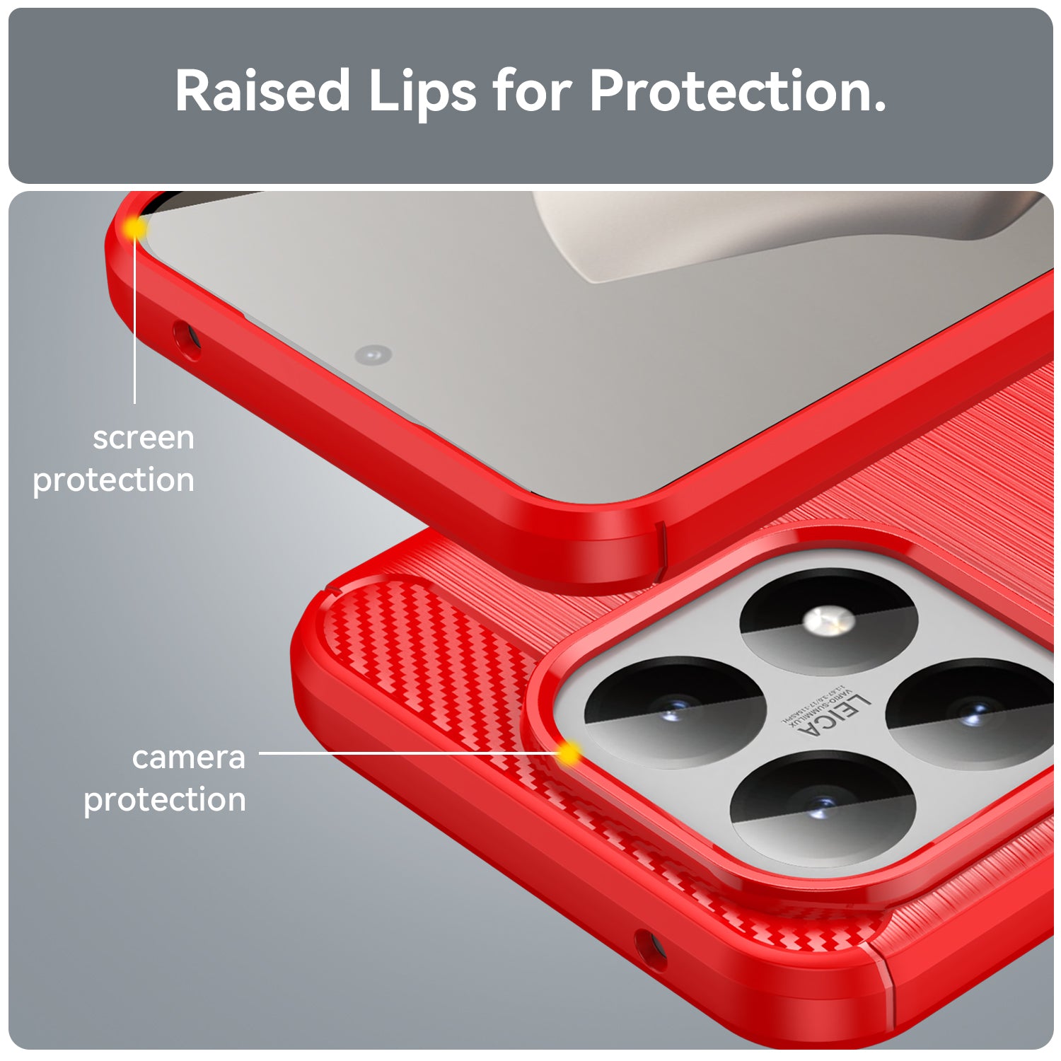 Xiaomi 15T Carbon Fibre TPU Case Slim Shockproof Cover Red