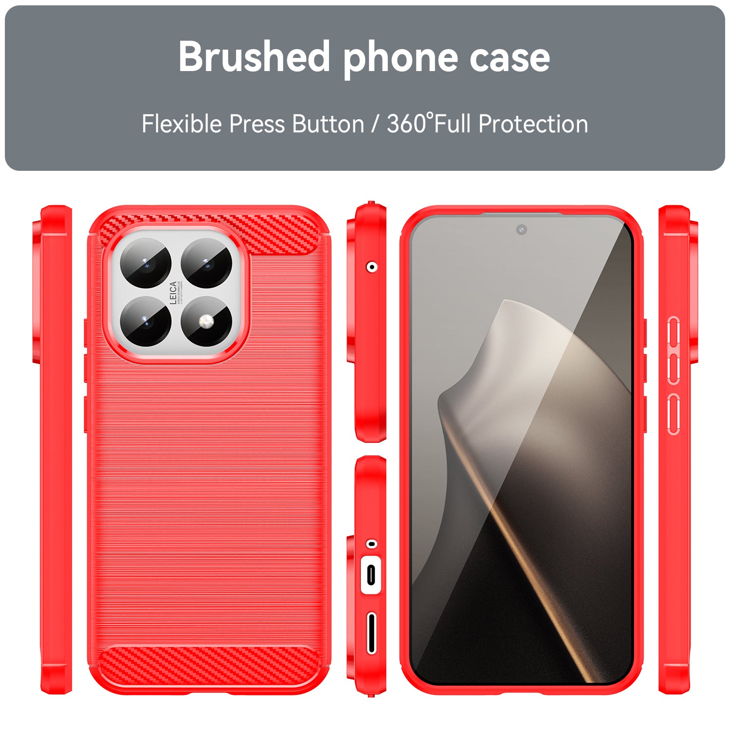 Xiaomi 15T Carbon Fibre TPU Case Slim Shockproof Cover Red