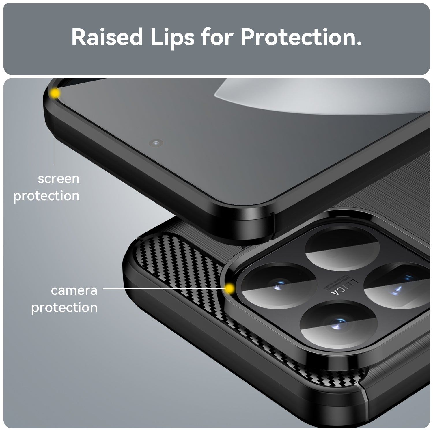 Xiaomi 15T Pro Carbon Fibre TPU Case Slim Shockproof Cover Black