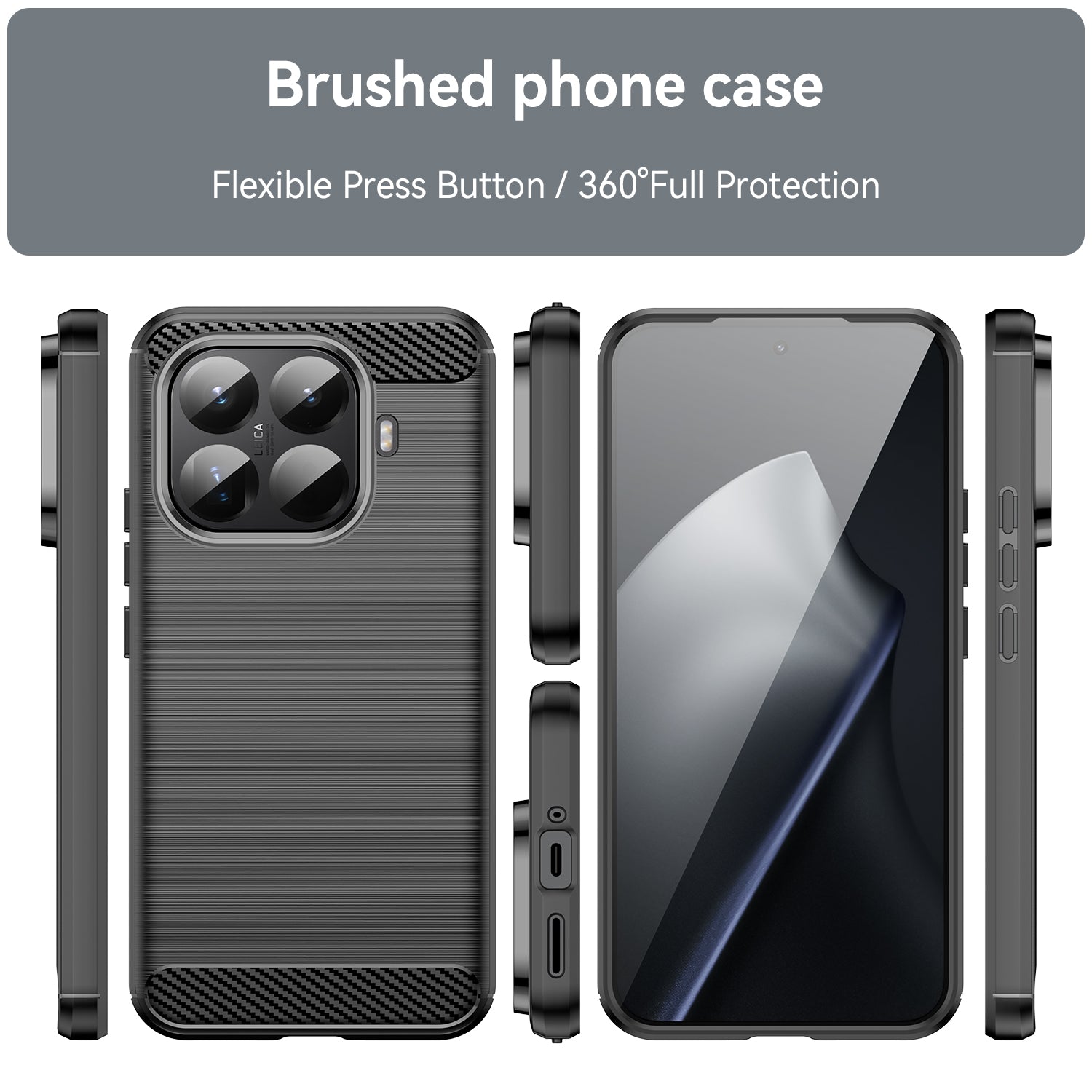 Xiaomi 15T Pro Carbon Fibre TPU Case Slim Shockproof Cover Black
