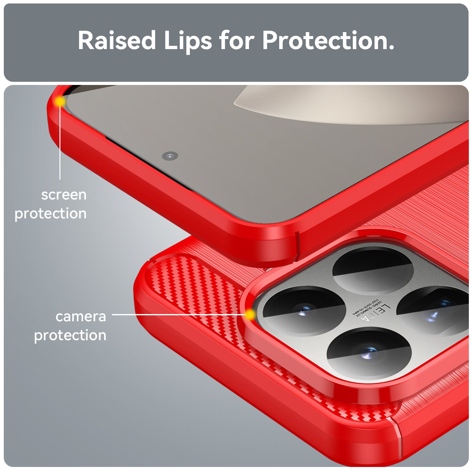 Xiaomi 15T Pro Carbon Fibre TPU Case Slim Shockproof Cover Red