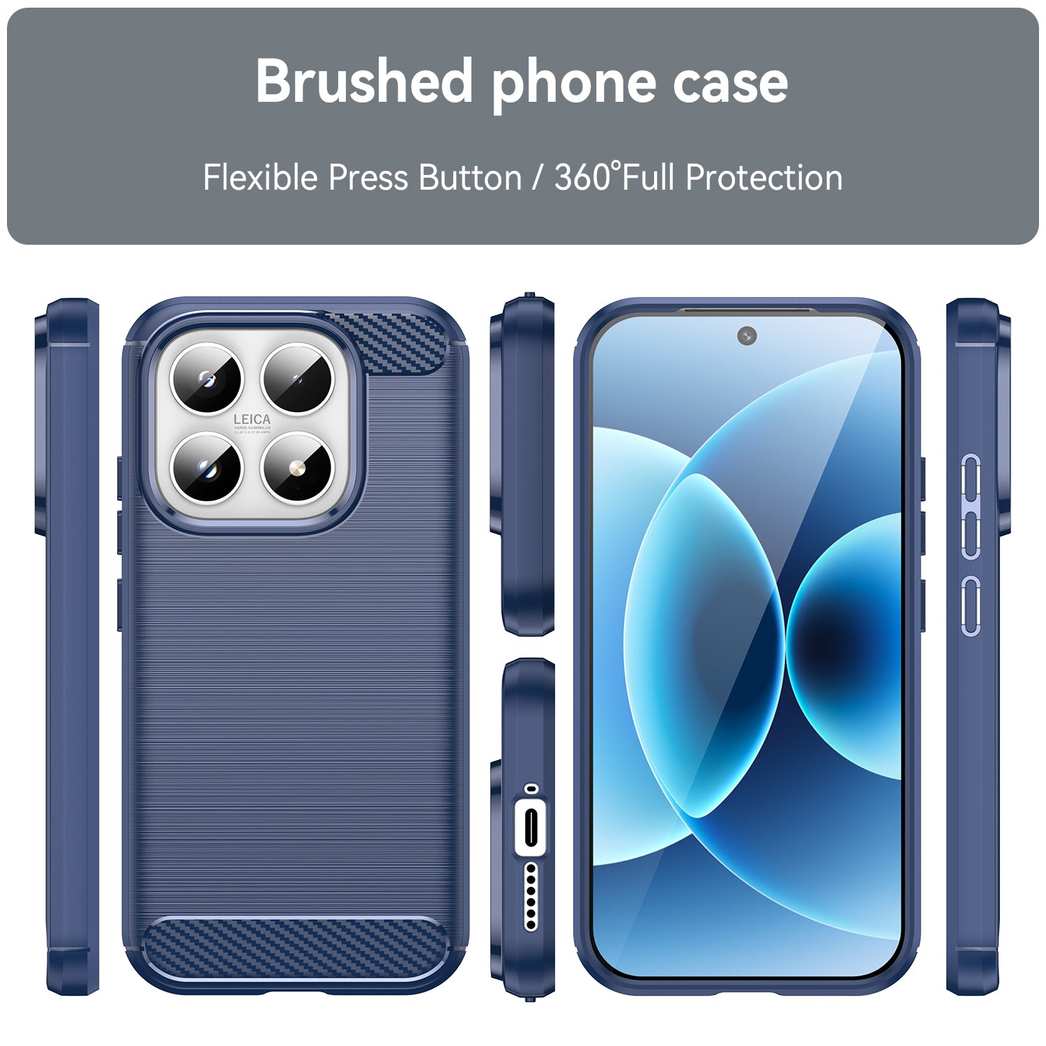 Xiaomi 17 Carbon Fibre TPU Case Slim Shockproof Cover Navy