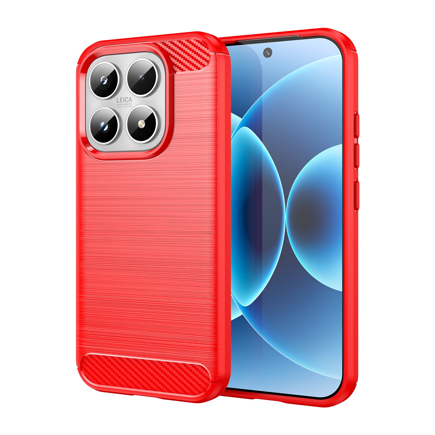 Xiaomi 17 Carbon Fibre TPU Case Slim Shockproof Cover Red