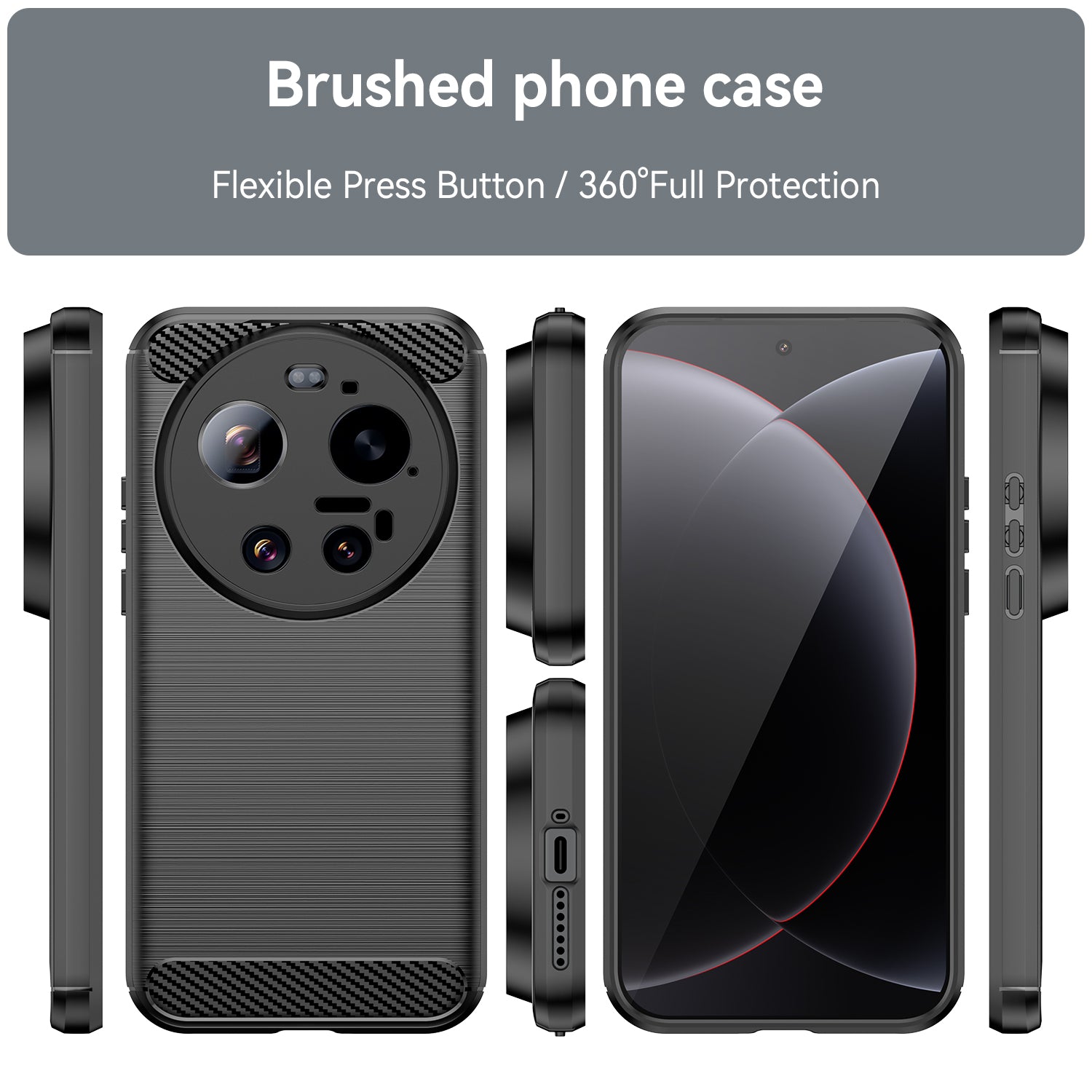 Xiaomi 17 Ultra Carbon Fibre TPU Case Slim Shockproof Cover Black
