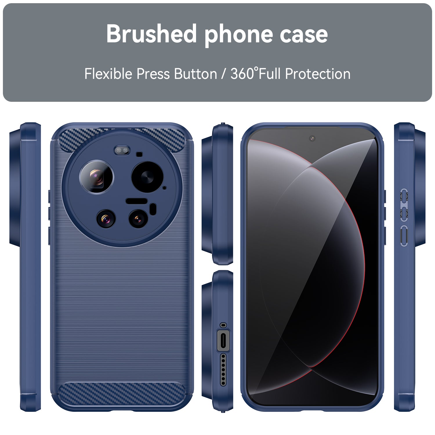 Xiaomi 17 Ultra Carbon Fibre TPU Case Slim Shockproof Cover Navy