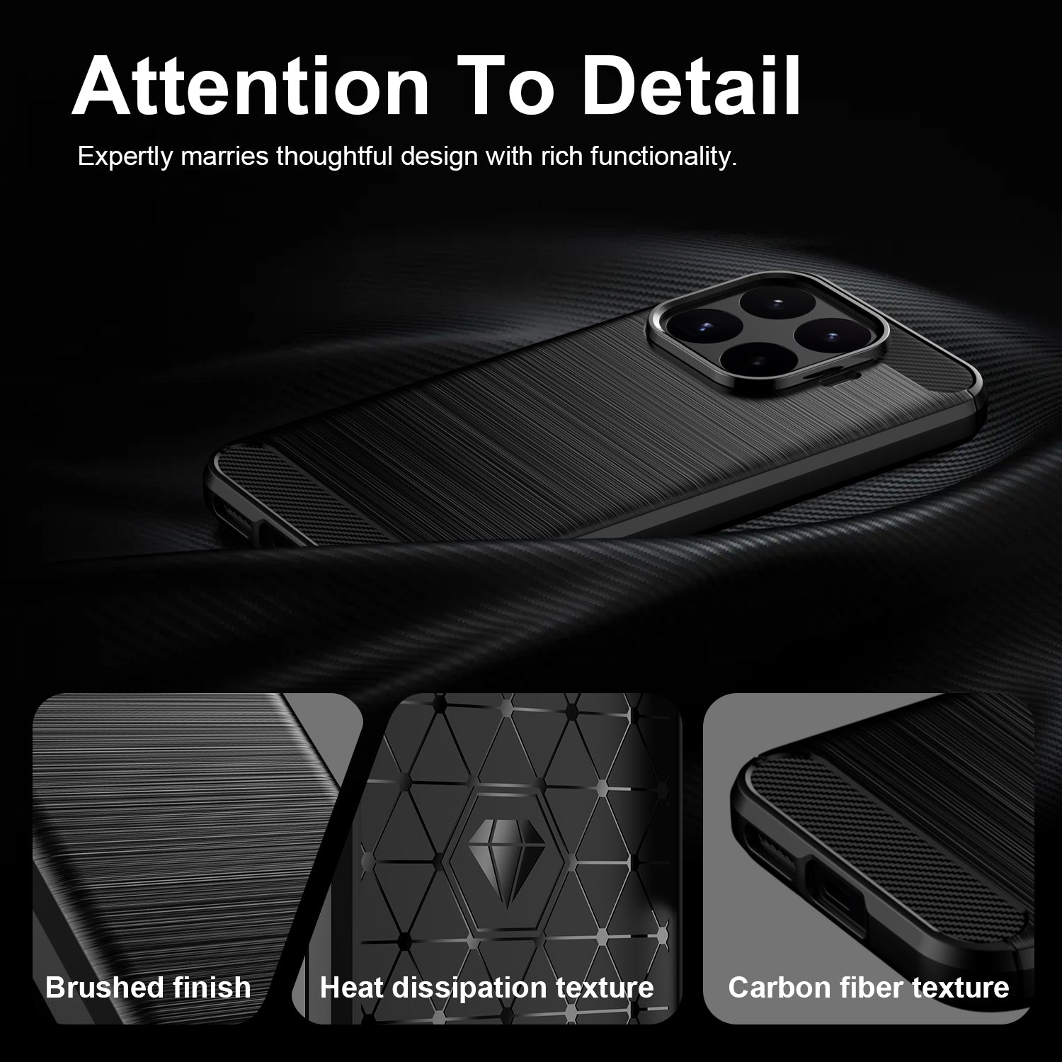 Xiaomi 17T 5G Carbon Fibre TPU Case Slim Shockproof Cover Black