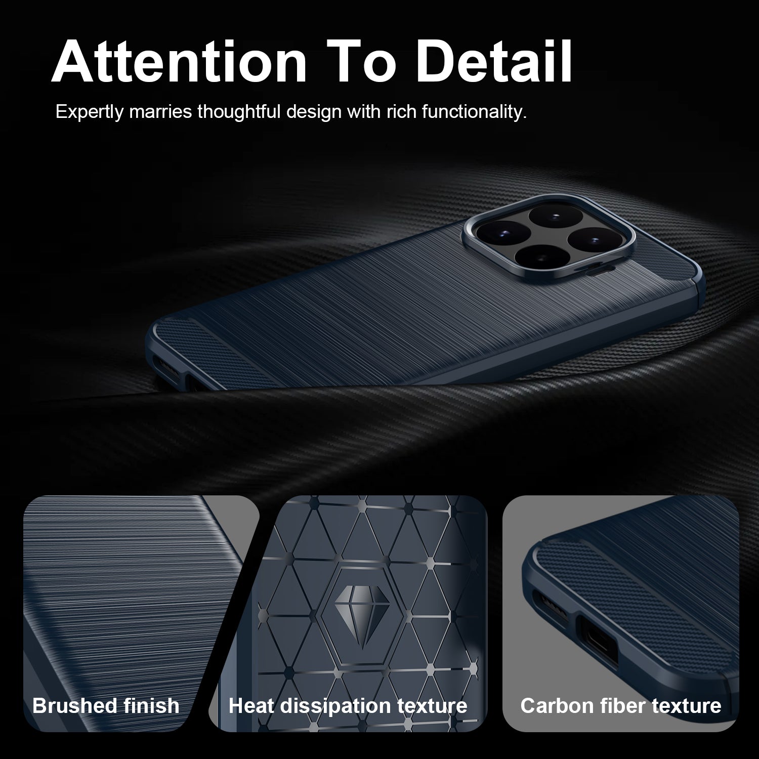 Xiaomi 17T 5G Carbon Fibre TPU Case Slim Shockproof Cover Navy