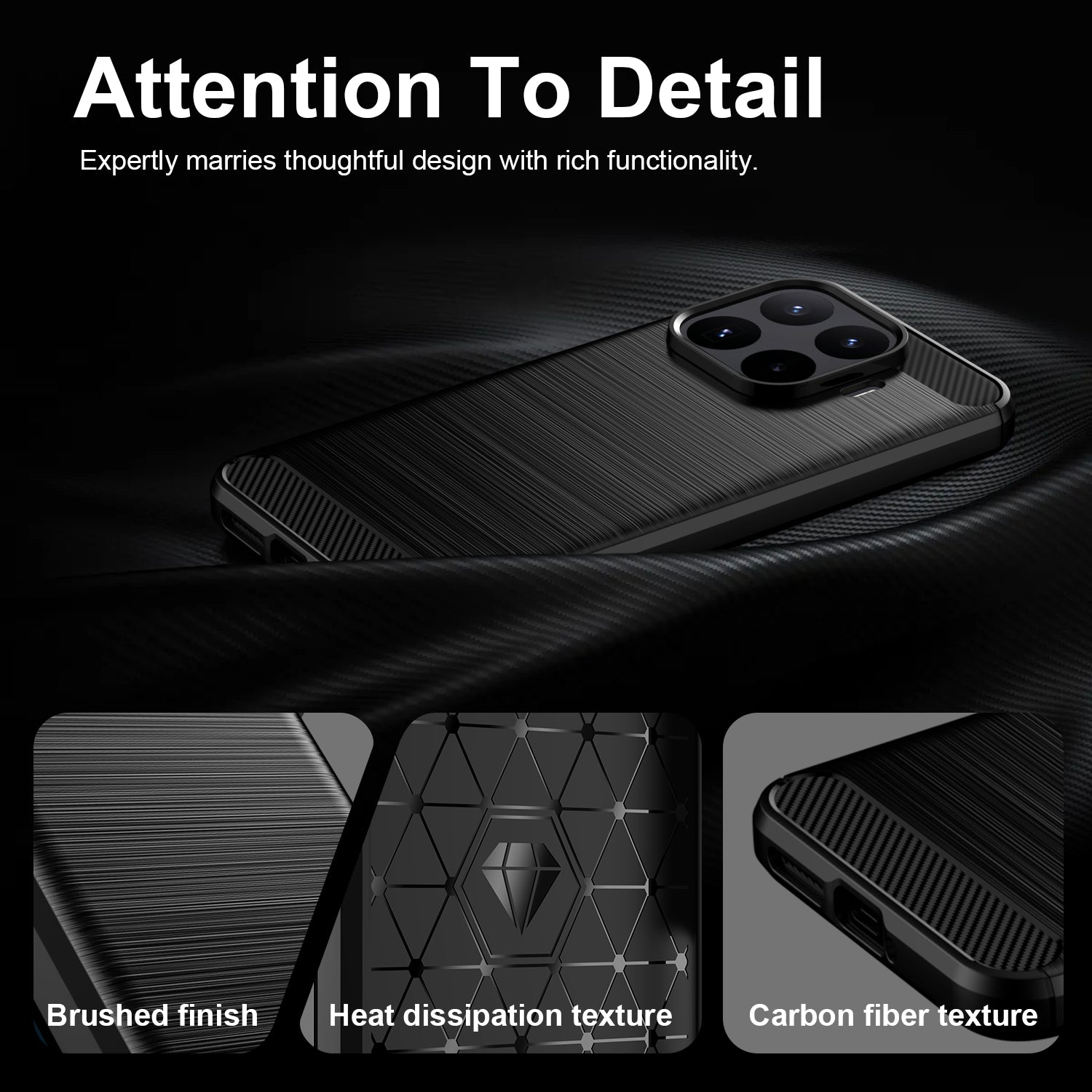 Xiaomi 17T Pro 5G Carbon Fibre TPU Case Slim Shockproof Cover Black