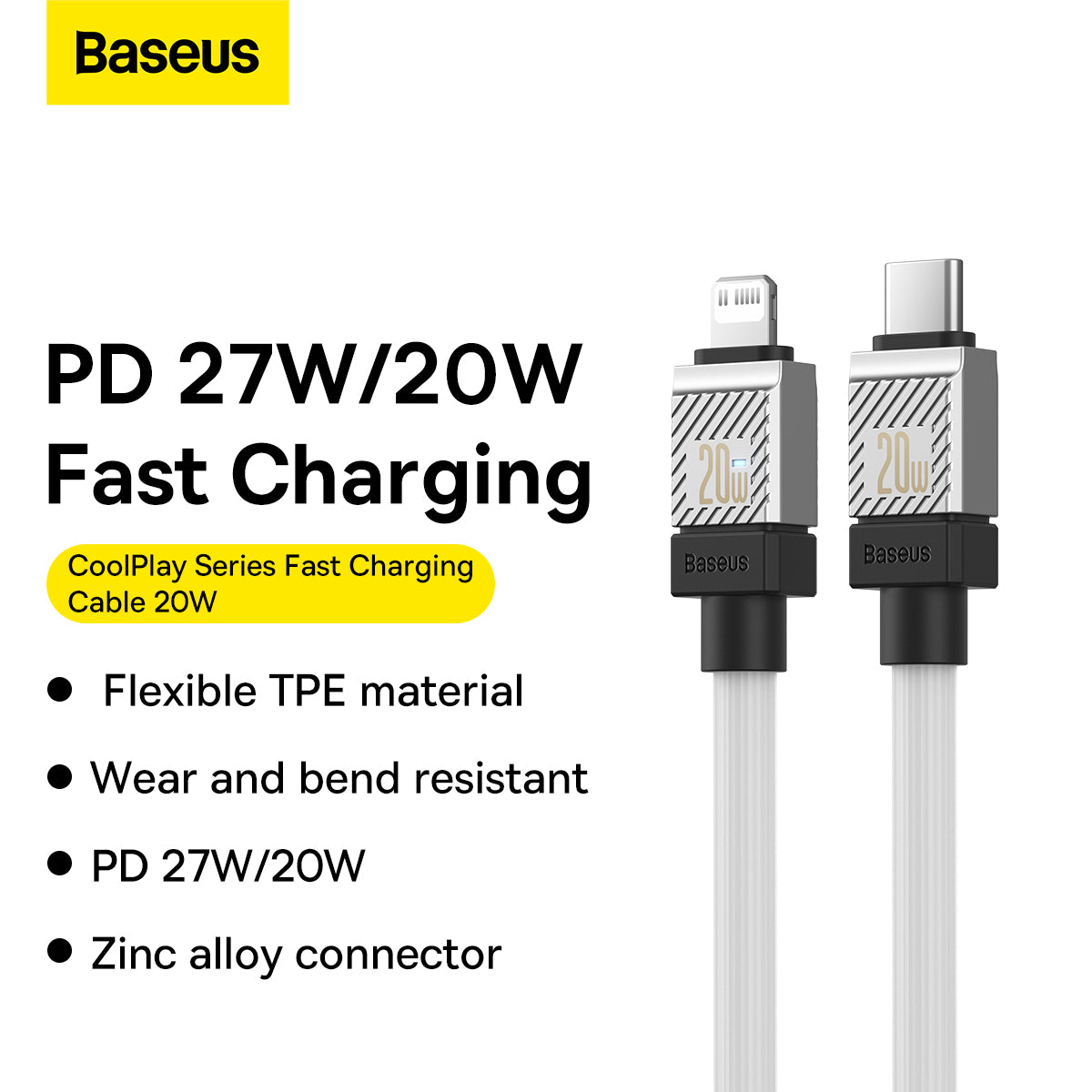 Baseus CoolPlay Series Fast Charging Cable Type-C to iPhone 20W 1m White