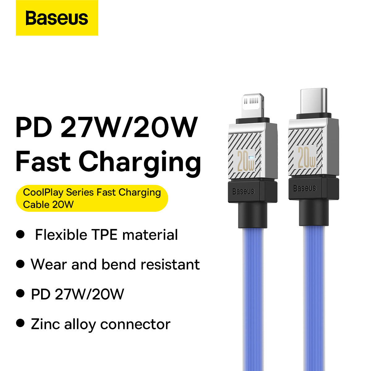 Baseus CoolPlay Series Fast Charging Cable Type-C to iPhone 20W 2m Blue
