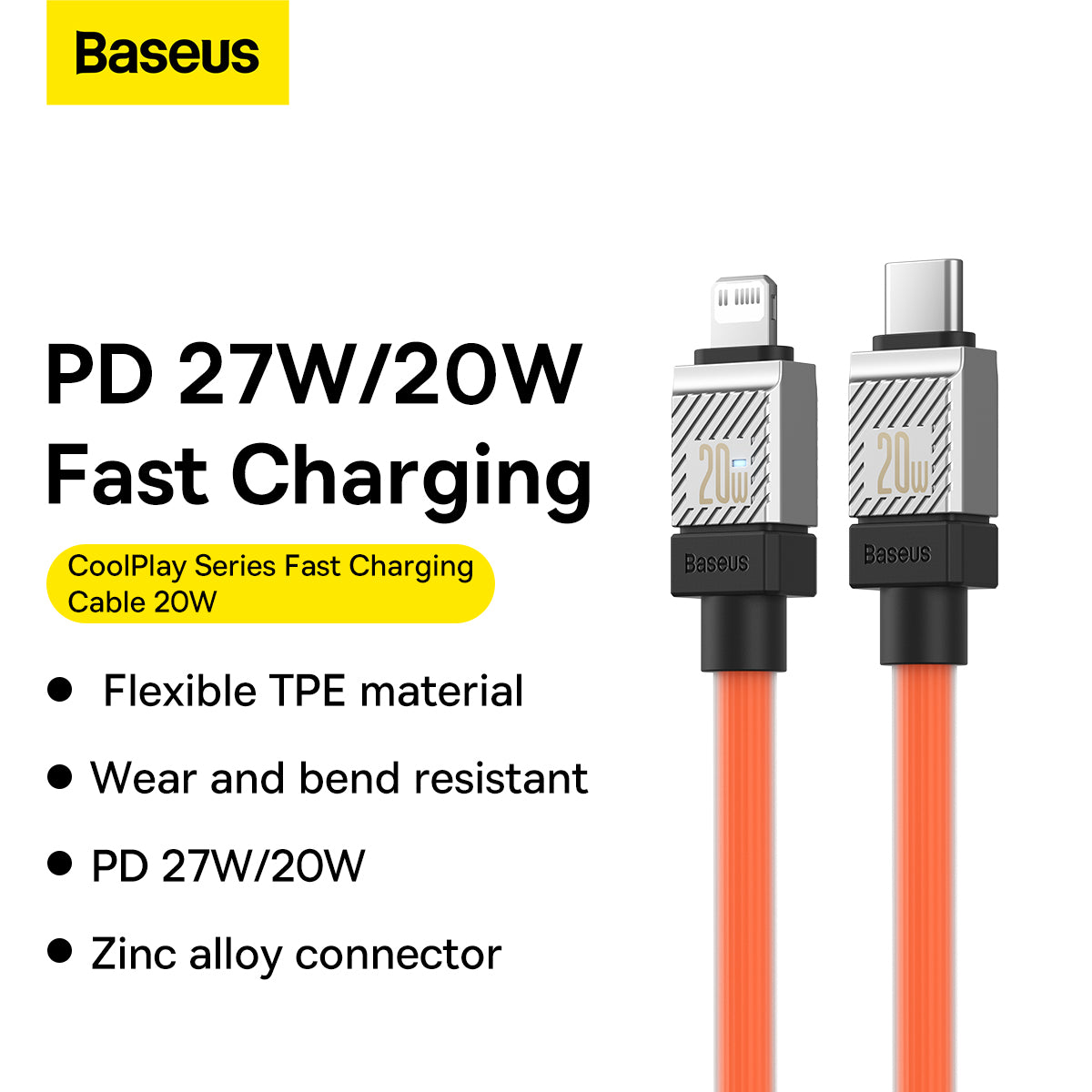 Baseus CoolPlay Series Fast Charging Cable Type-C to iPhone 20W 2m Orange