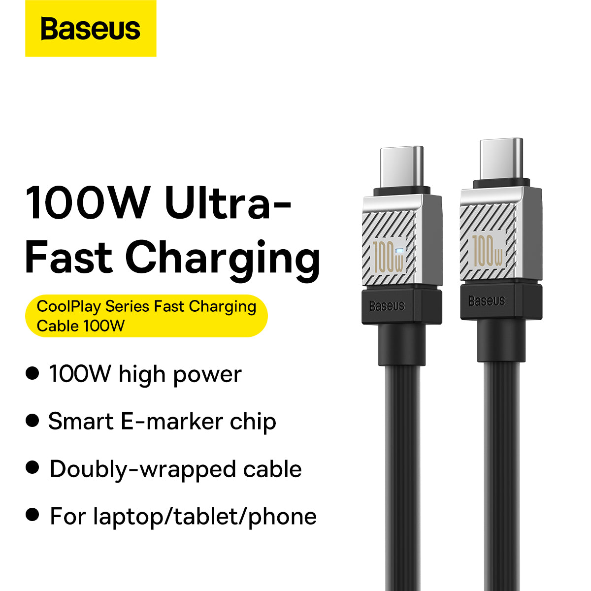 Baseus CoolPlay Series Fast Charging Cable Type-C to Type-C 100W 1m Black