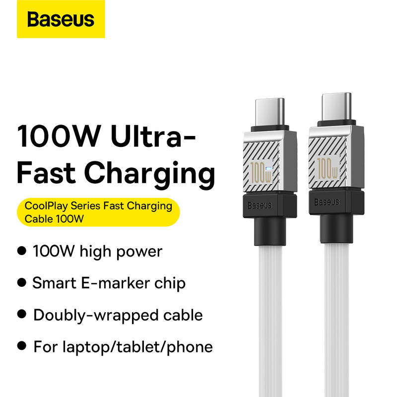 Baseus CoolPlay Series Fast Charging Cable Type-C to Type-C 100W 1m White
