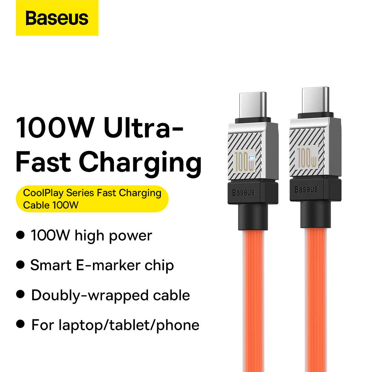 Baseus CoolPlay Series Fast Charging Cable Type-C to Type-C 100W 2m Orange