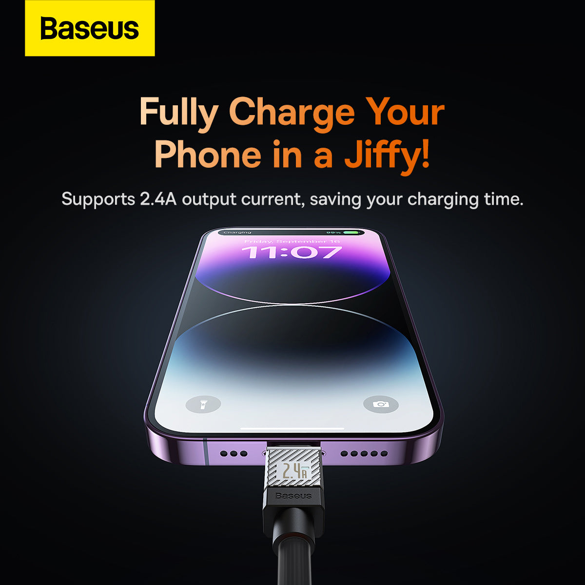 Baseus CoolPlay Series Fast Charging USB-A to iPhone Cable 2.4A 1m Black