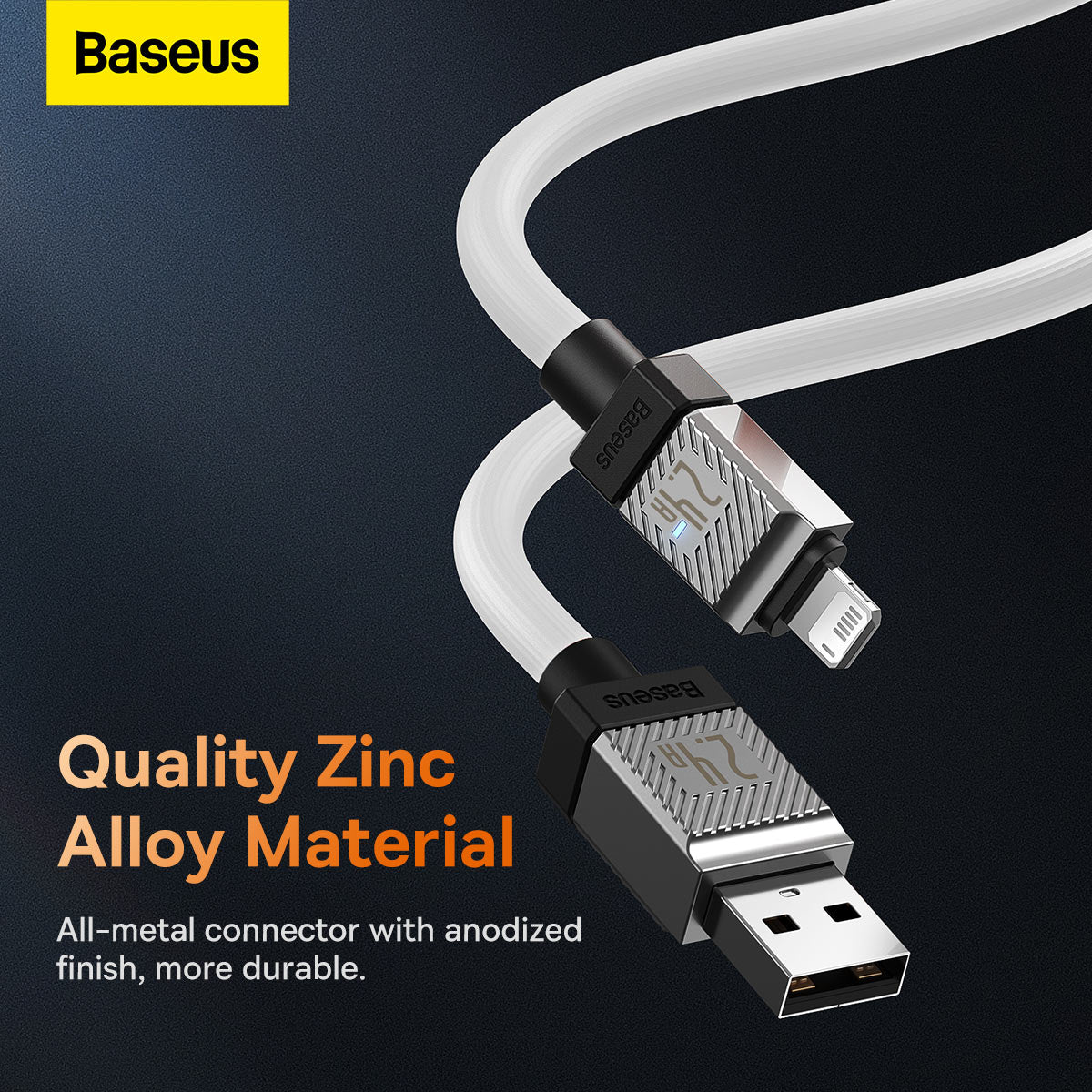 Baseus CoolPlay Series Fast Charging USB-A to iPhone Cable 2.4A 2m White