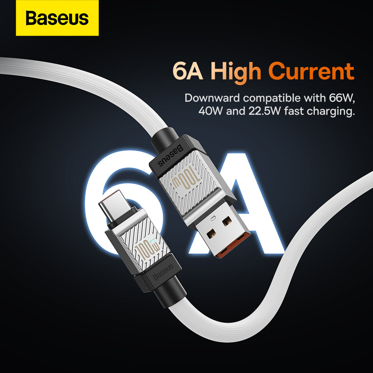 Baseus CoolPlay Series Fast Charging USB Type-A to Type-C Cable 100W 1m White