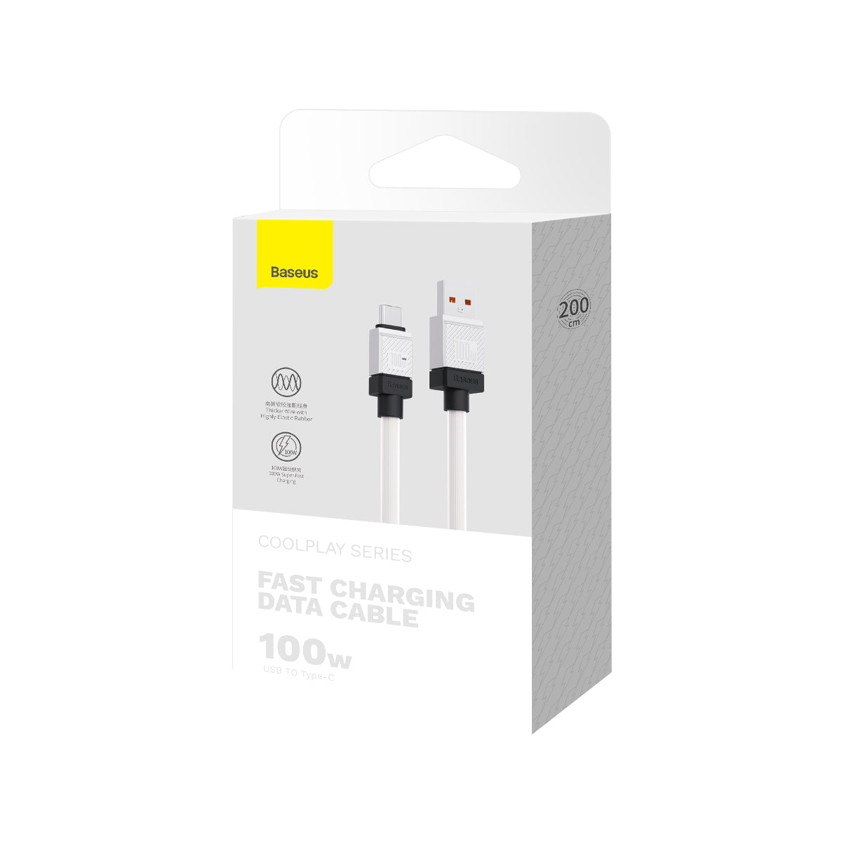 Baseus CoolPlay Series Fast Charging USB Type-A to Type-C Cable 2m 100W White