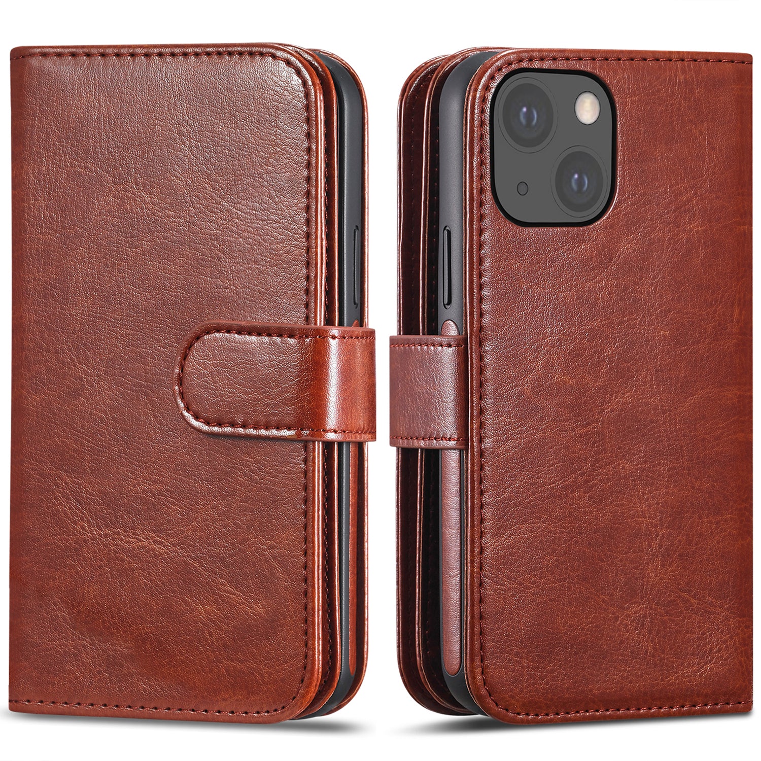 iPhone 13 Mini Case Double Wallet (Brown)