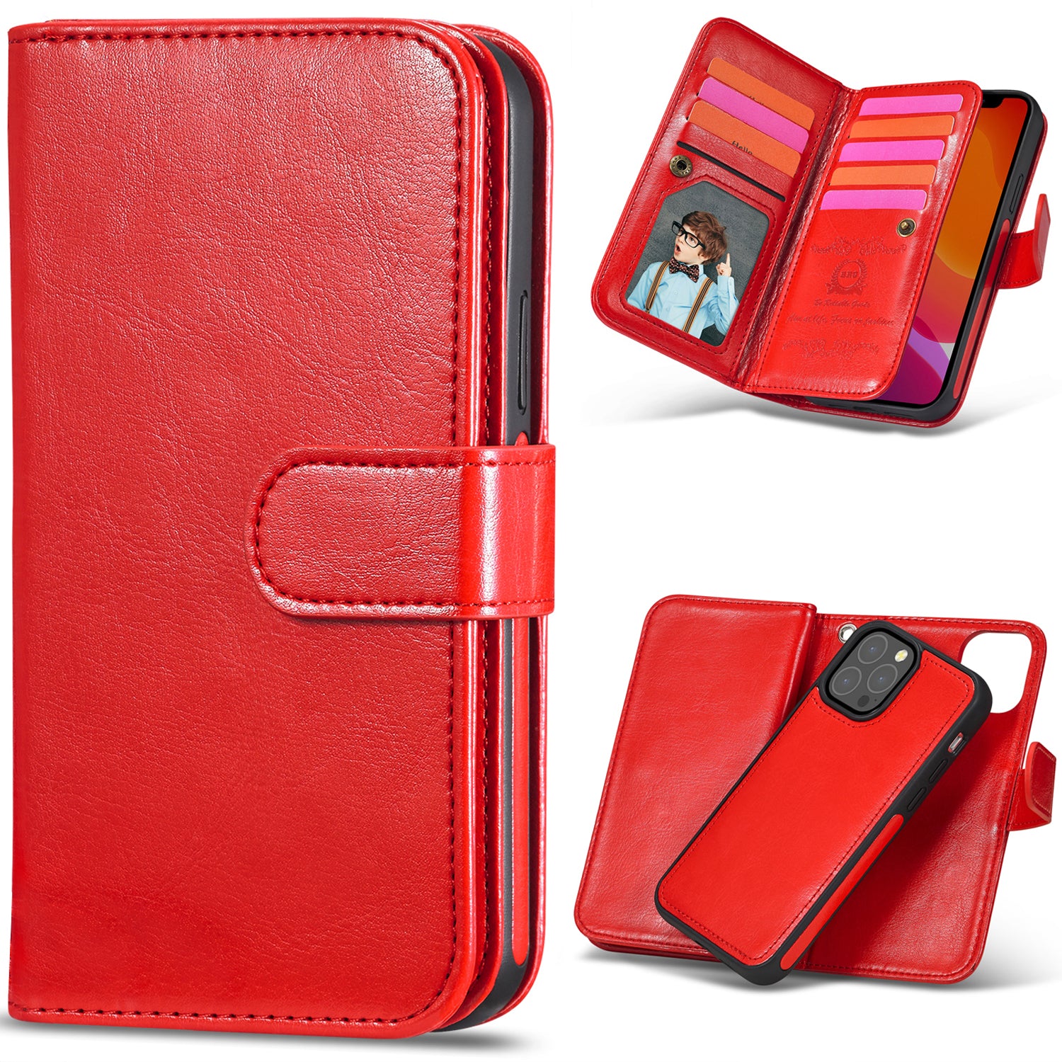 iPhone 13 Pro Case Double Wallet (Red)