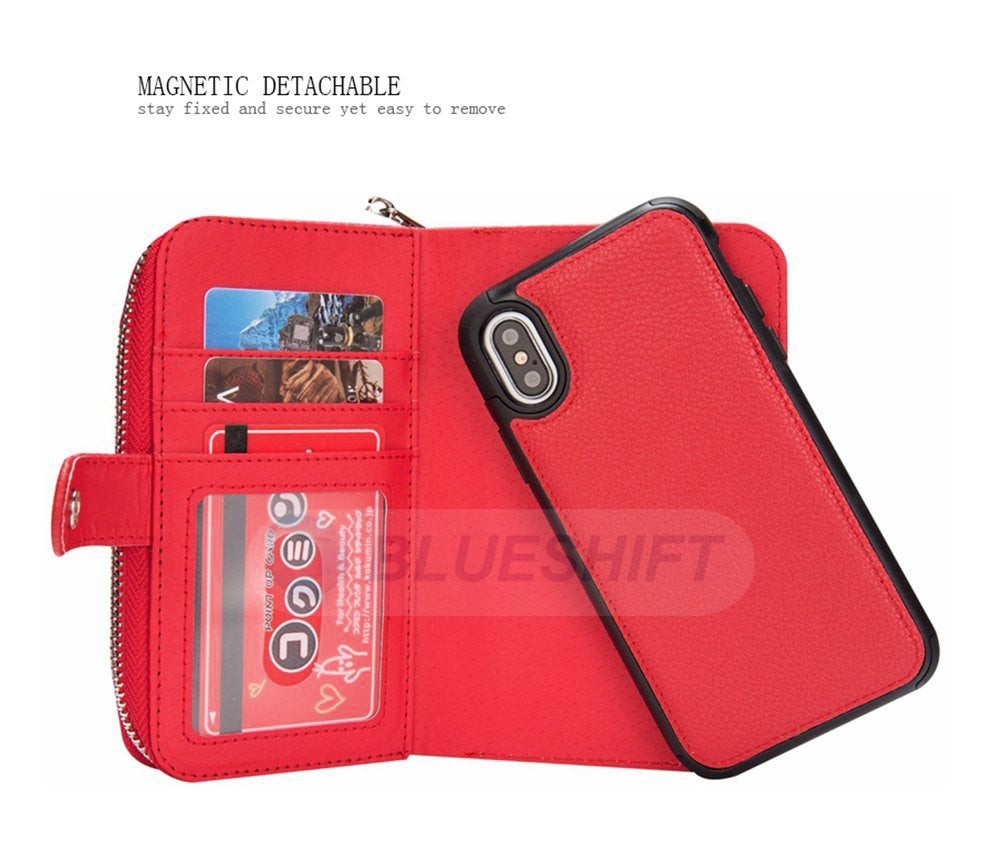 iPhone XS Max Case Zipper Wallet (Red)