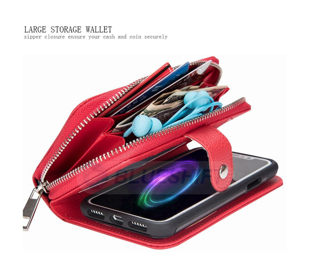 iPhone XS Max Case Zipper Wallet (Red)