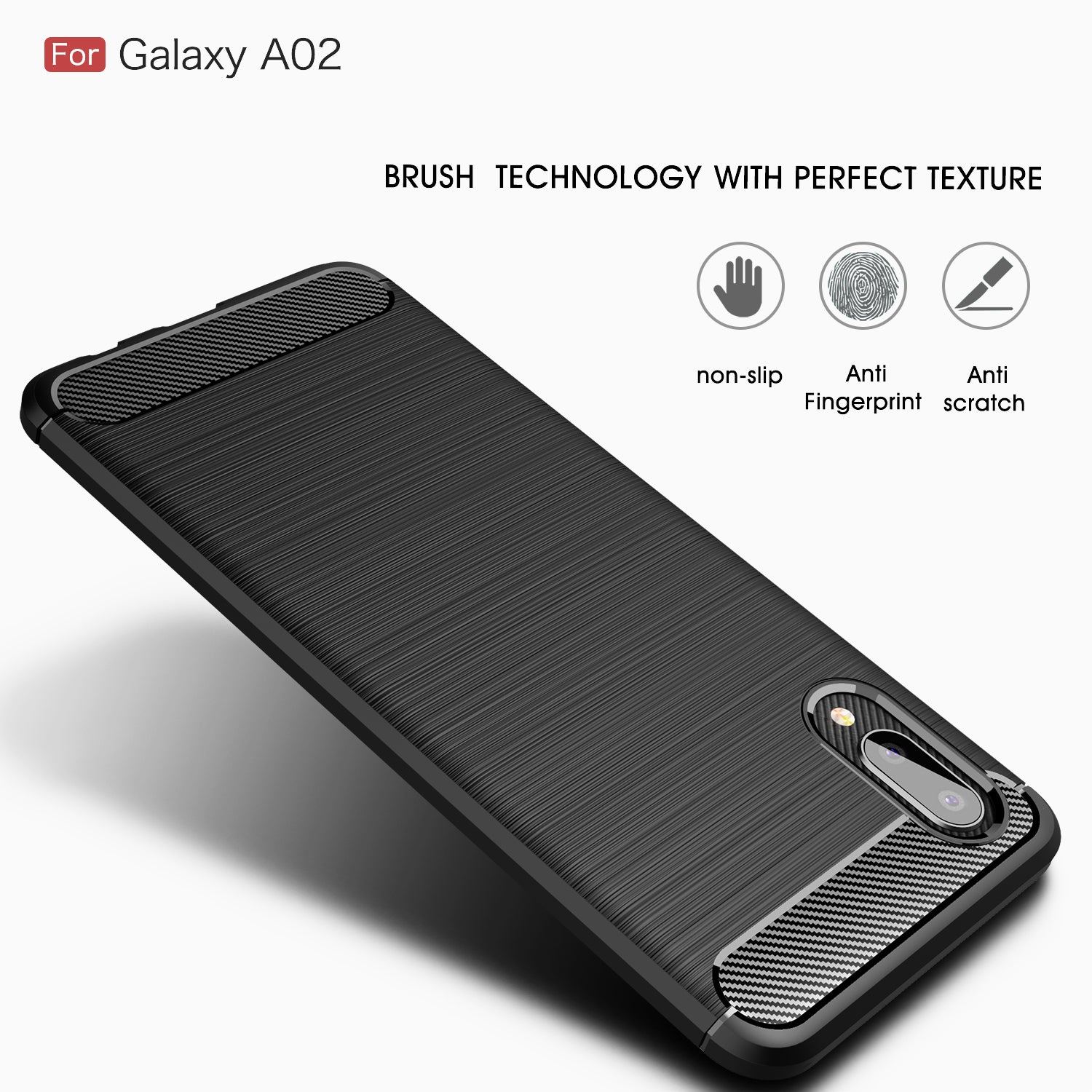 Samsung A02 Carbon Fibre TPU Case Slim Shockproof Cover Red
