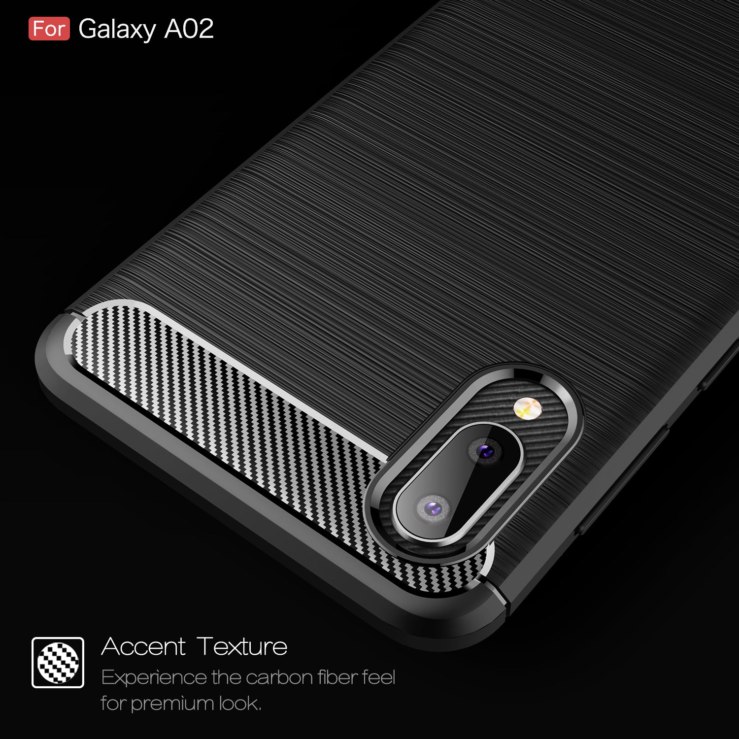 Samsung A02 Carbon Fibre TPU Case Slim Shockproof Cover Red