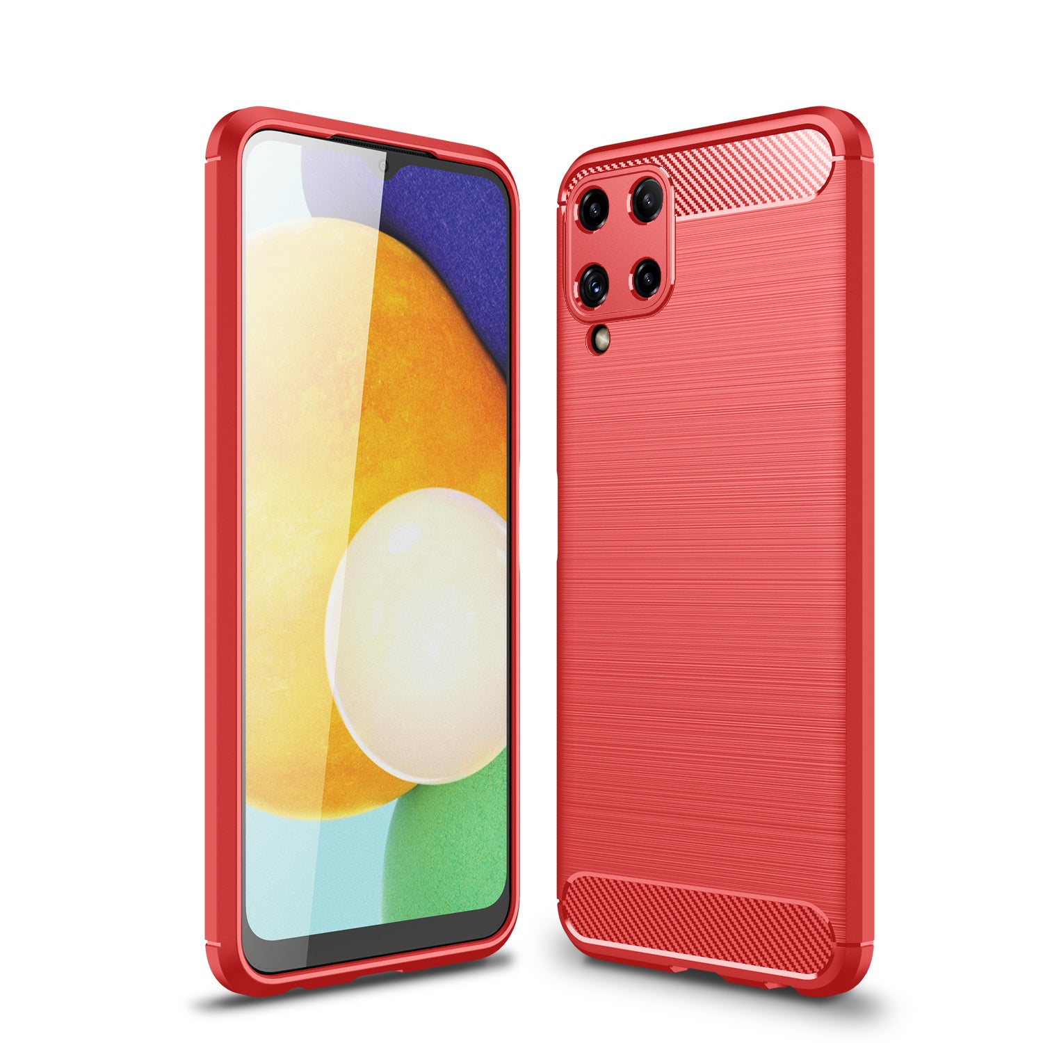 Samsung M32 Carbon Fibre TPU Case Slim Shockproof Cover Red