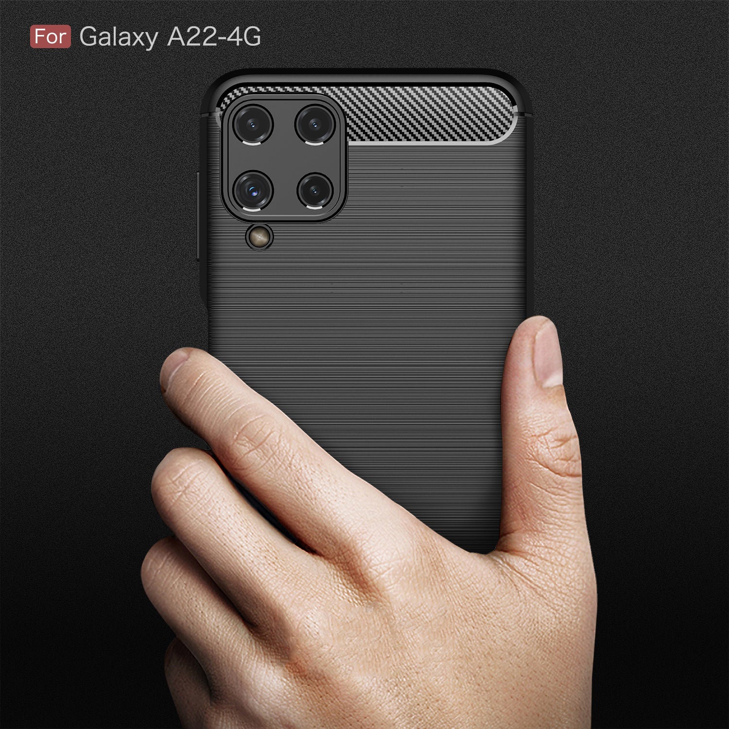 Samsung M32 Carbon Fibre TPU Case Slim Shockproof Cover Black