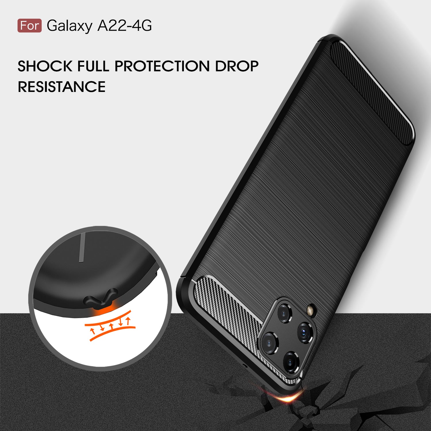 Samsung M32 Carbon Fibre TPU Case Slim Shockproof Cover Black