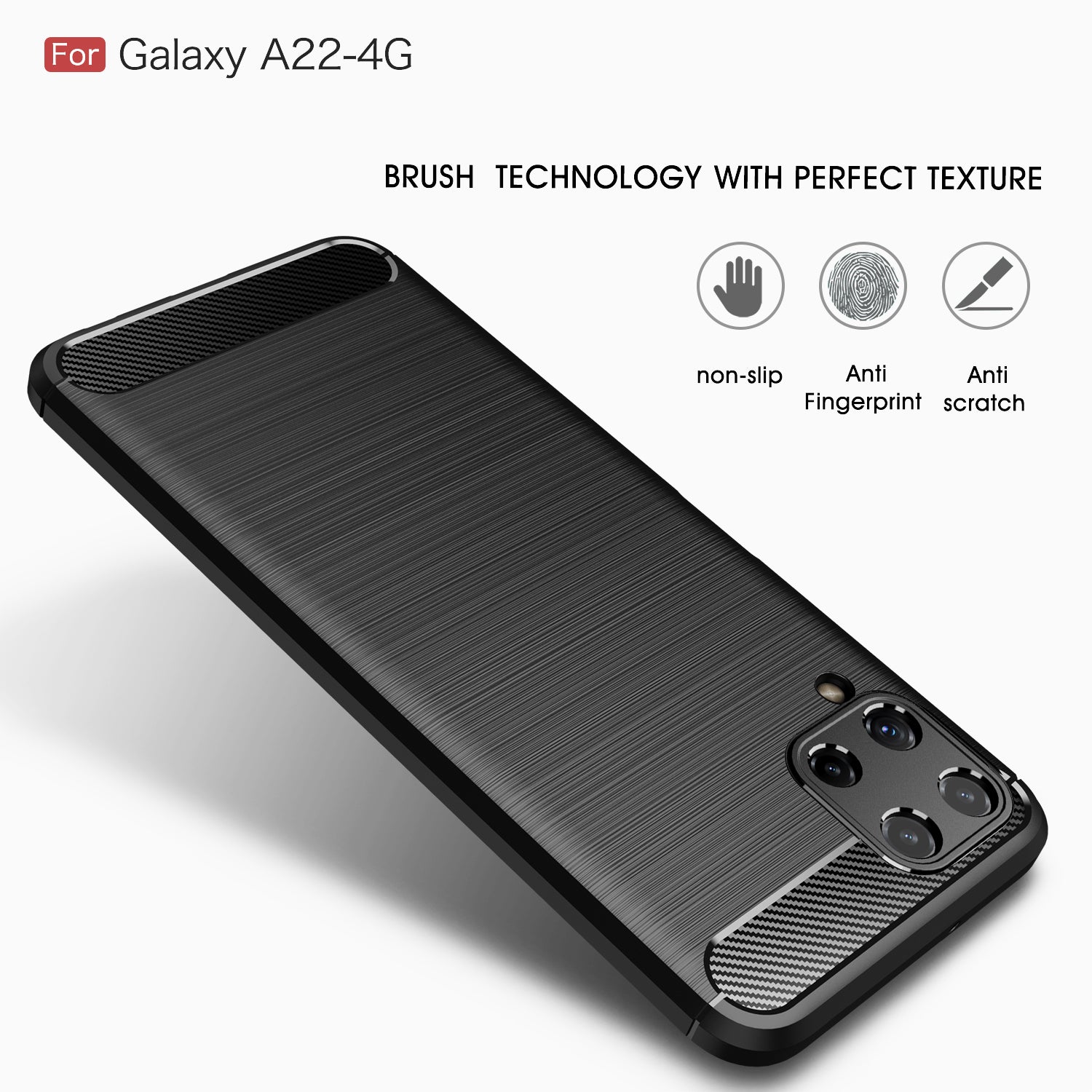 Samsung M32 Carbon Fibre TPU Case Slim Shockproof Cover Black
