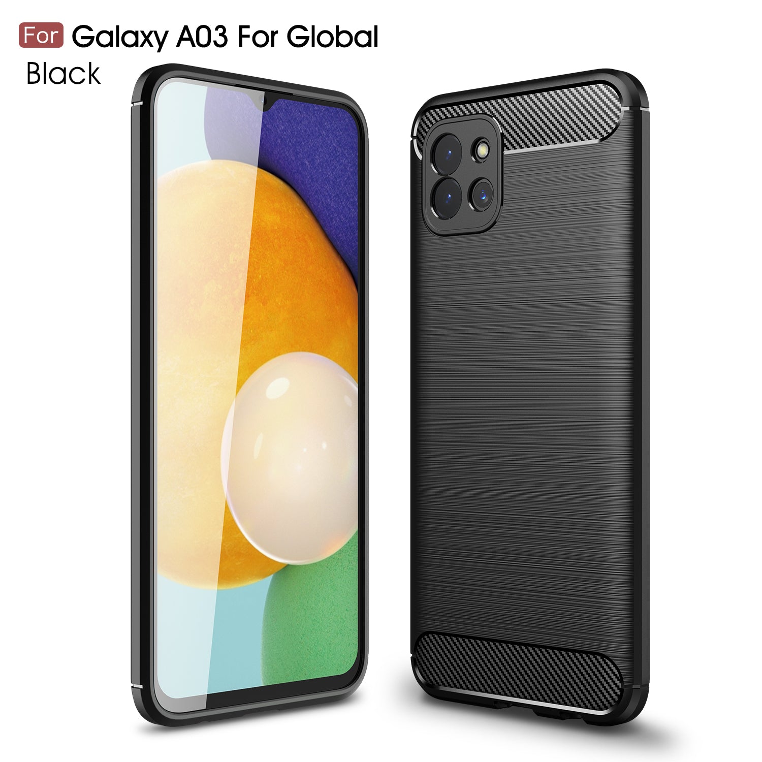 Samsung A03 Carbon Fibre TPU Case Slim Shockproof Cover Black