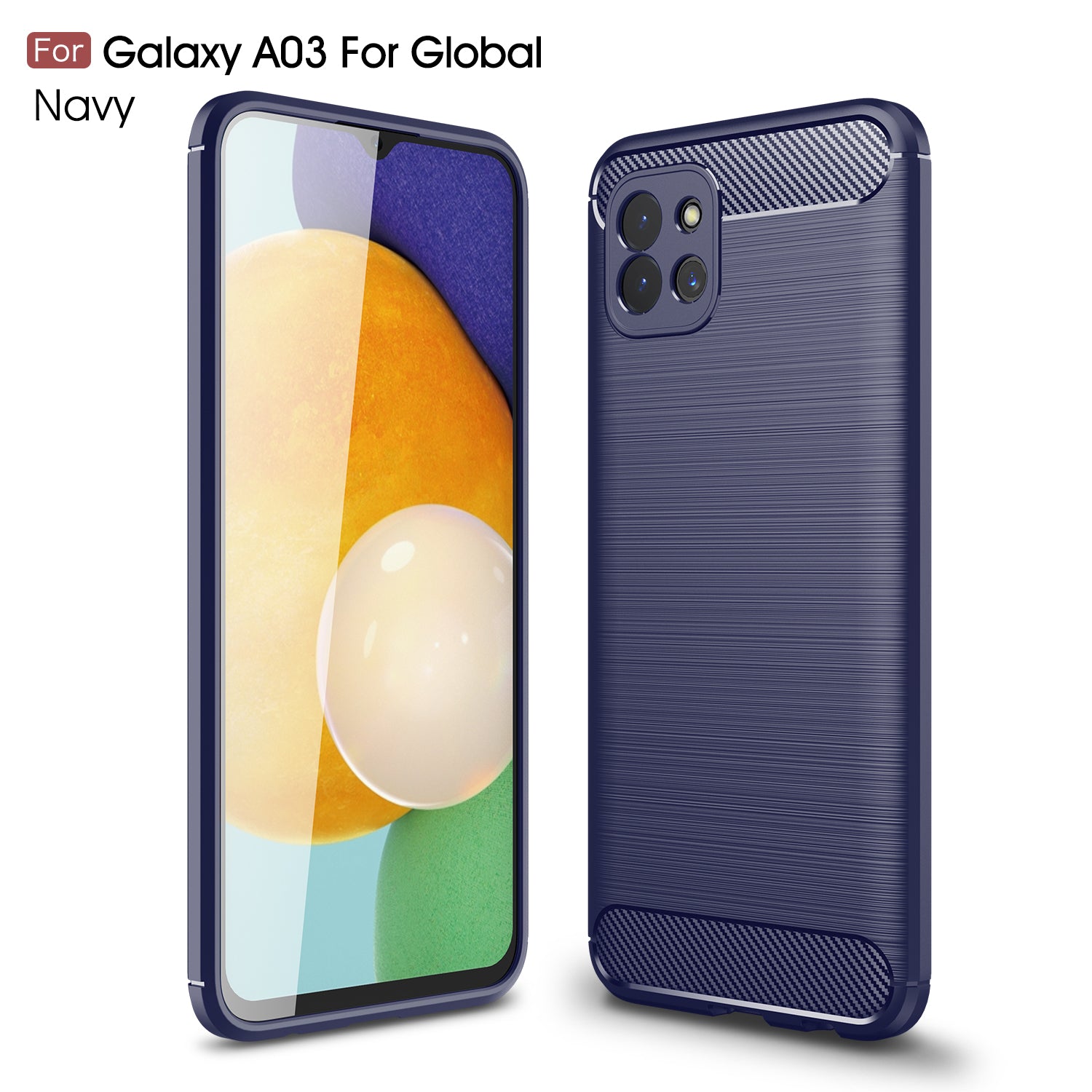Samsung A03 Carbon Fibre TPU Case Slim Shockproof Cover Navy