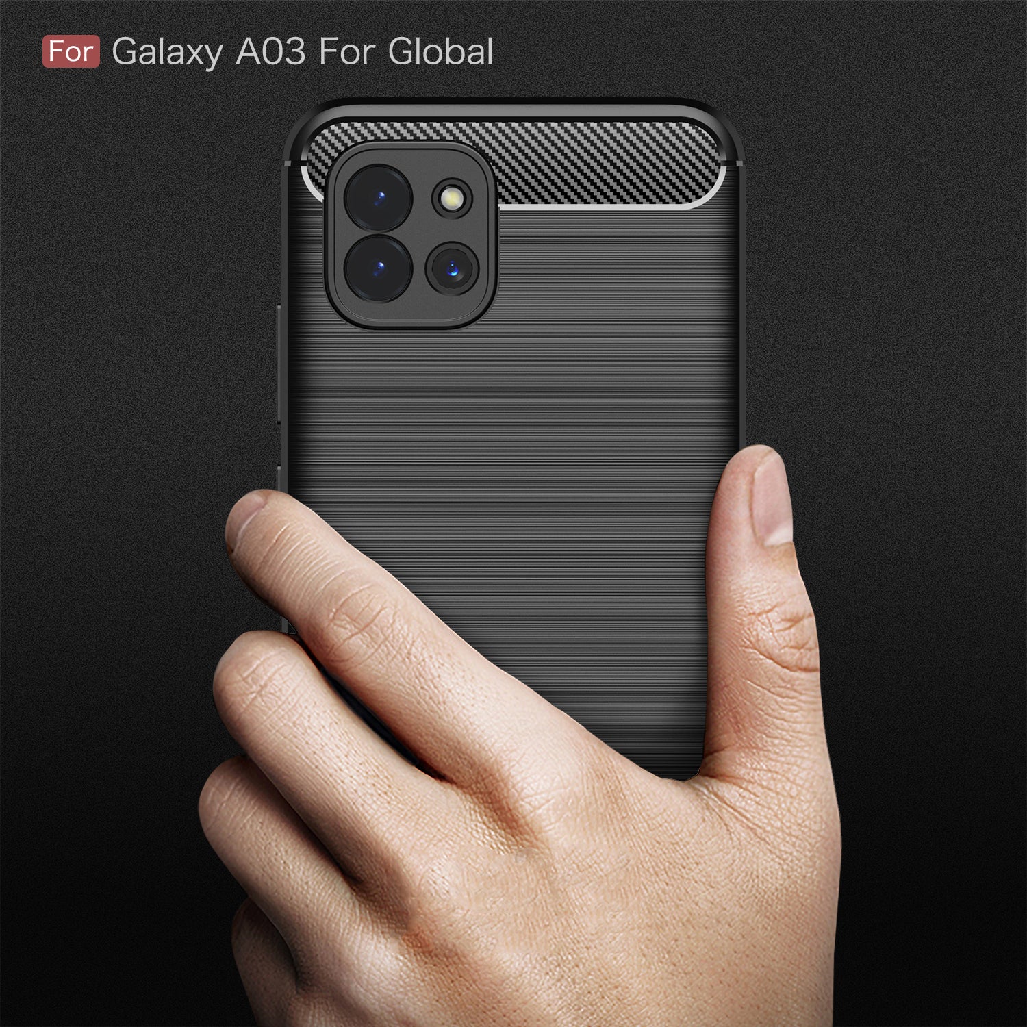 Samsung A03 Carbon Fibre TPU Case Slim Shockproof Cover Black